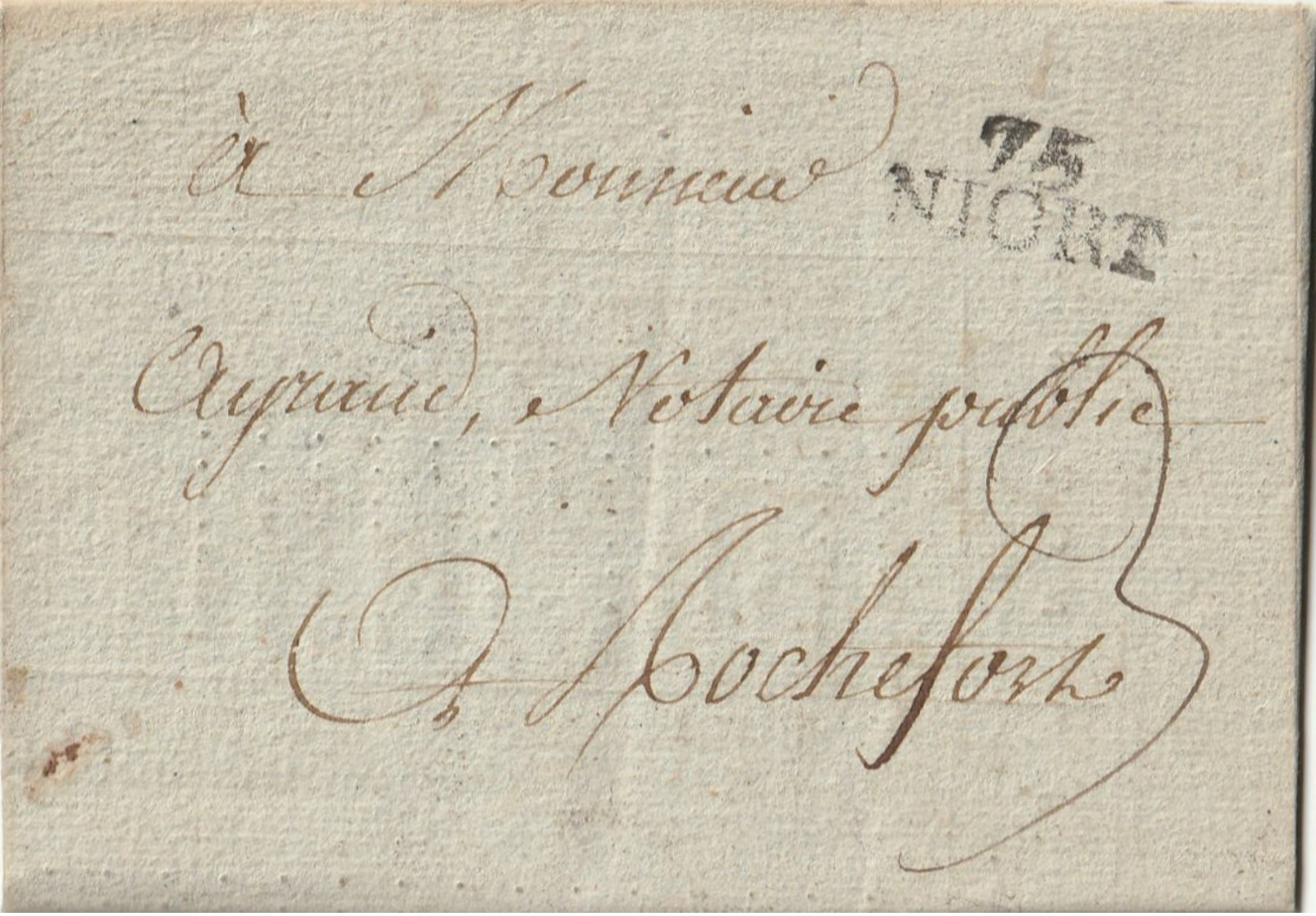 1794 - Curiosité MARQUE "75 NIORT" 26x11 Sur Bulletin Scolaire - 1701-1800: Precursors XVIII