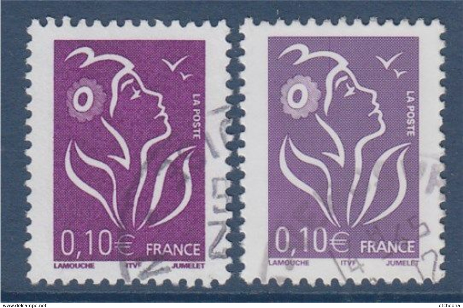 Marianne De Lamouche ITVF 0.10€ Violet Rouge 3732 Et 3732a Oblitérés - 2004-2008 Marianna Di Lamouche