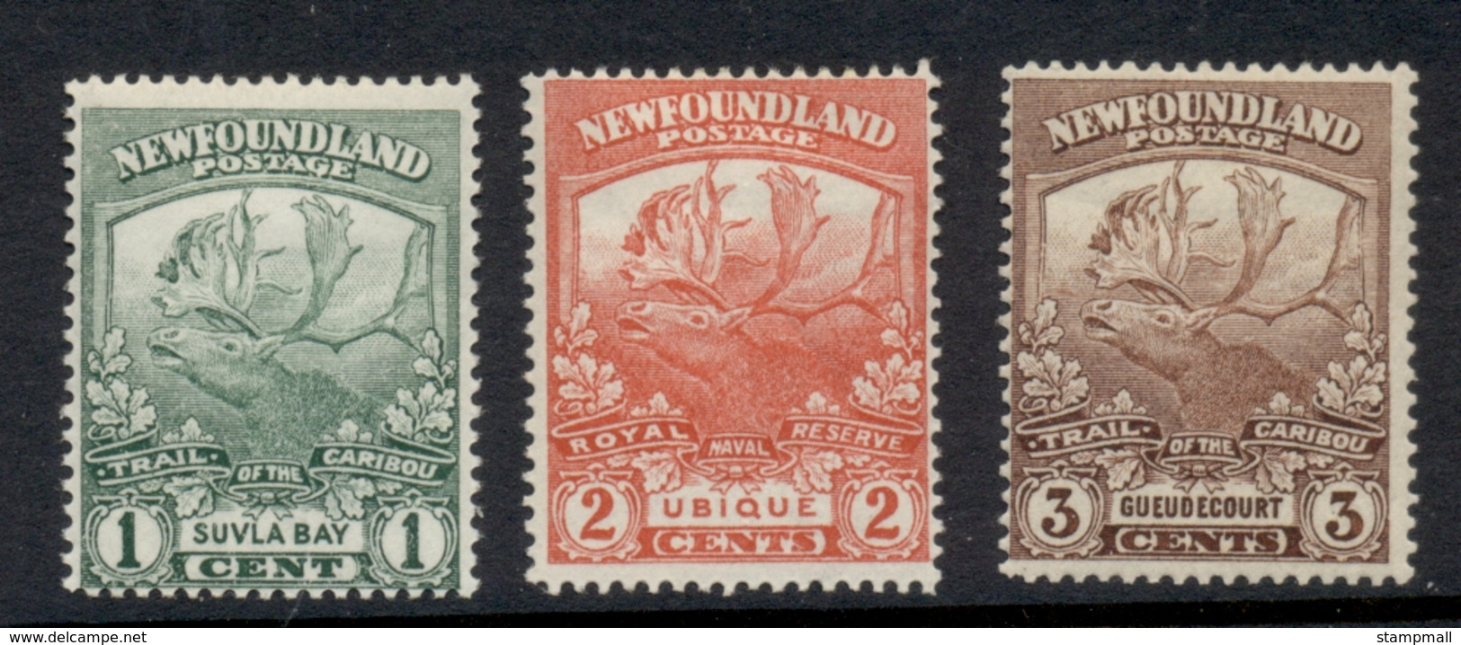 Newfoundland 1919 1,2,3c Caribou MLH - Autres & Non Classés
