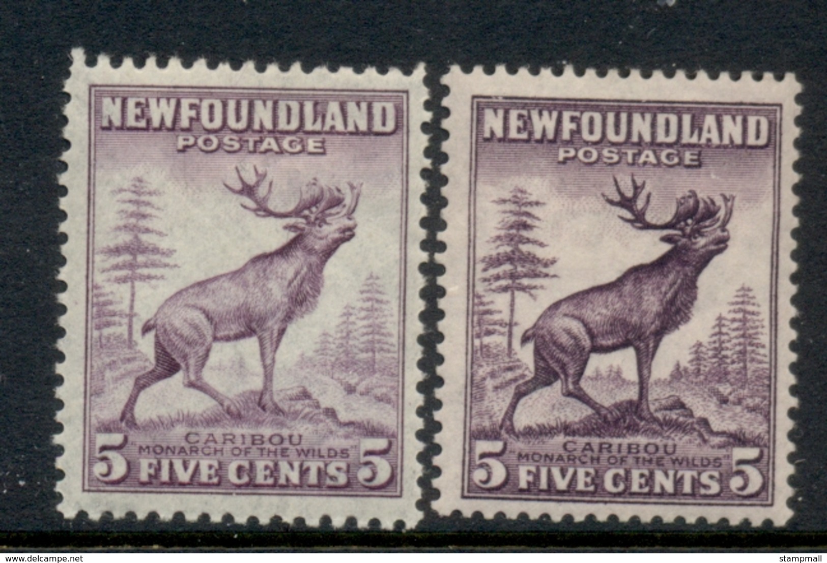 Newfoundland 1932-37 Views 5c Caribou Die I & II MLH - Altri & Non Classificati