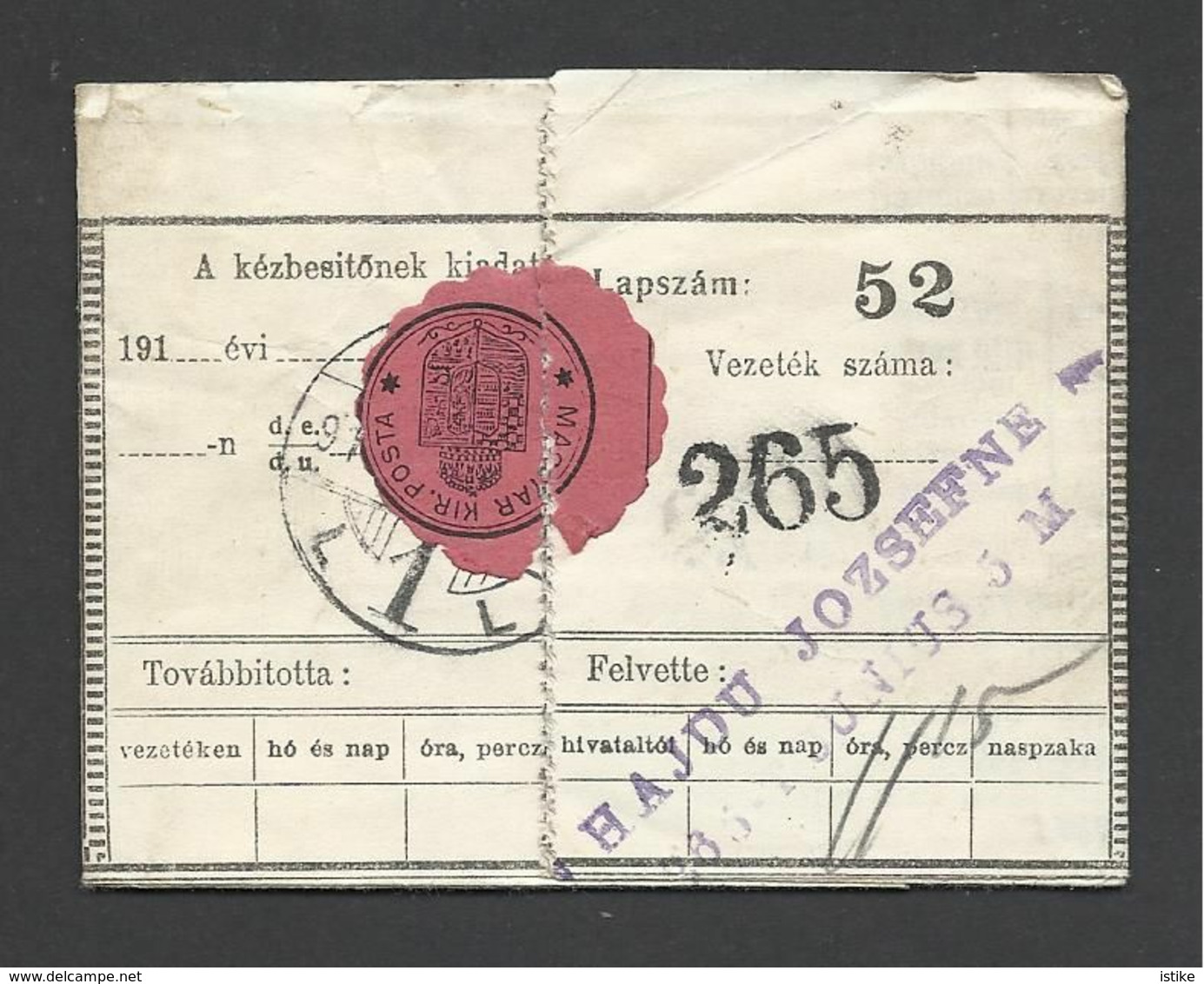 Hungary, Telegram,  910s. - Telegraaf