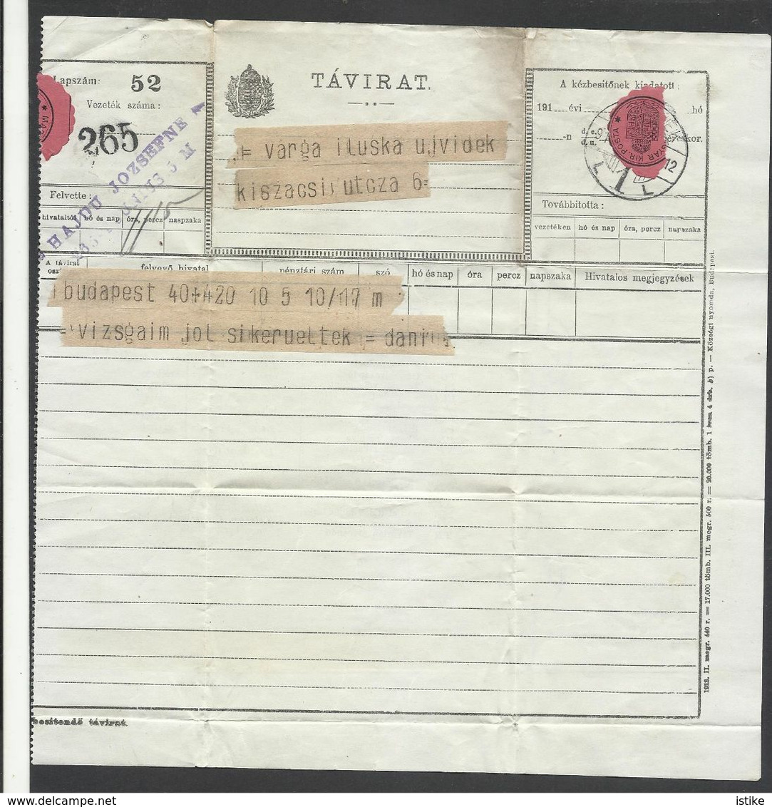 Hungary, Telegram,  910s. - Telegraphenmarken