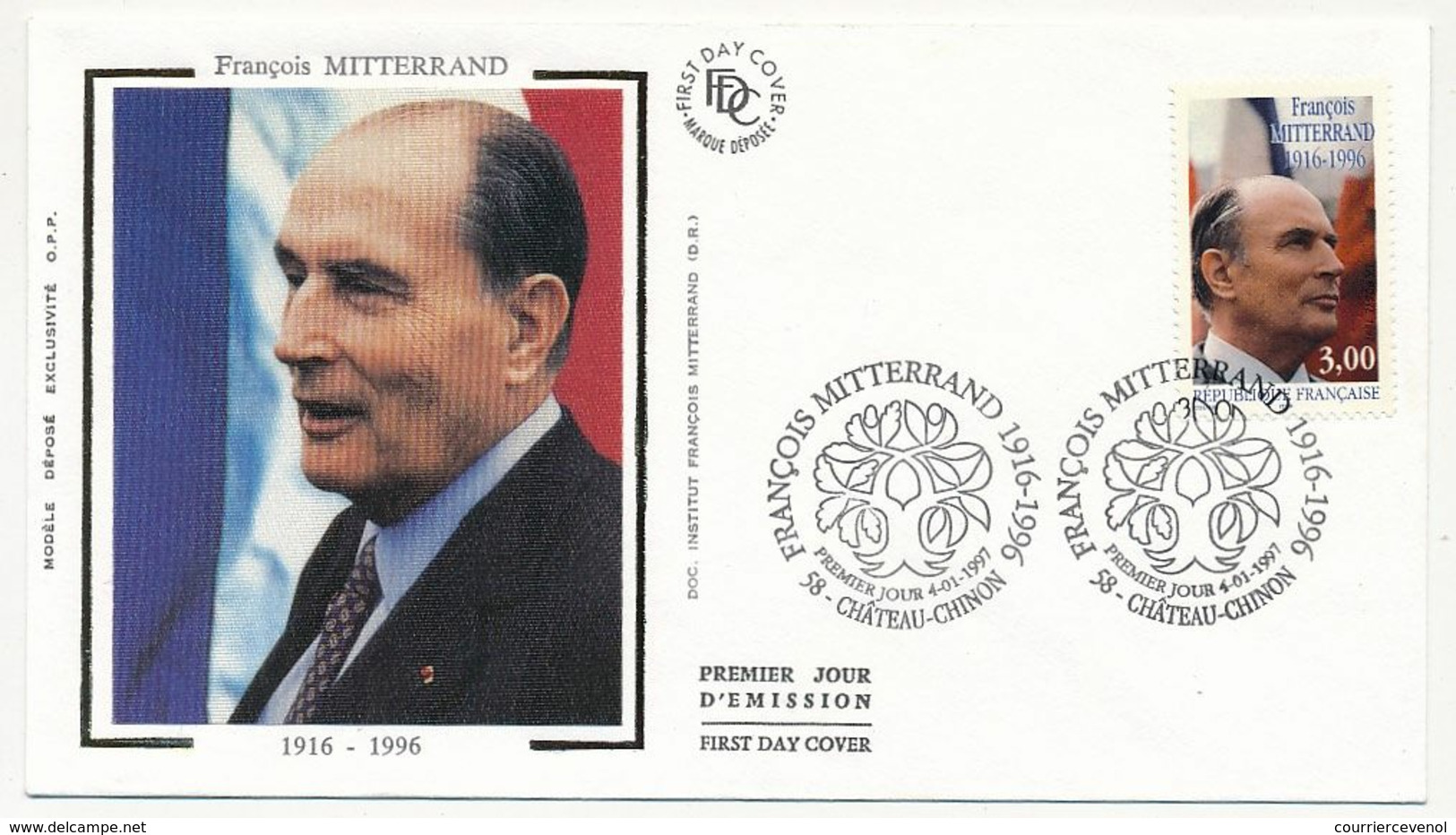 FRANCE - 1 Enveloppe FDC - François Mitterrand - Chateau Chinon - 4 Janvier1997 - 1990-1999