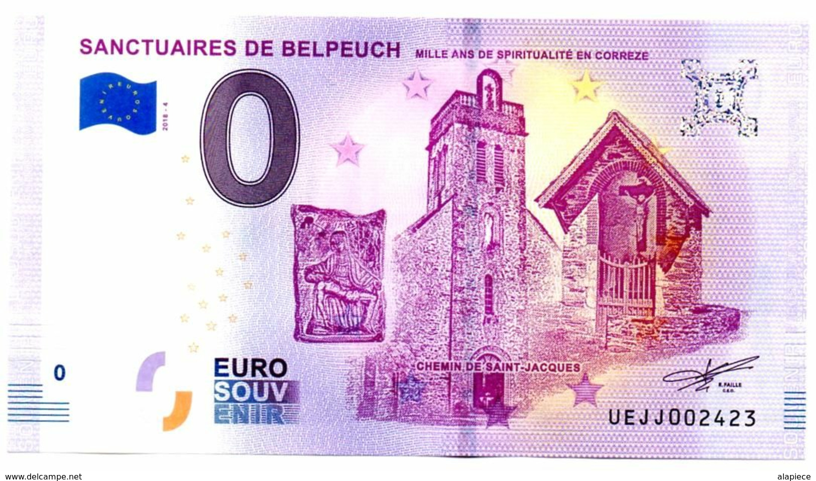 Billet Touristique - France - 0 Euro - Sanctuaire De Belpeuch (2018-4) - Essais Privés / Non-officiels