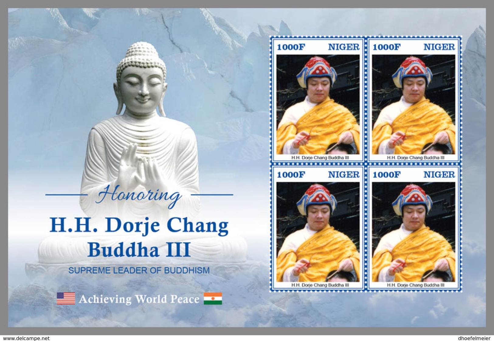 NIGER 2020 MNH Honoring H.H. Dorje Chang Buddha III M/S - OFFICIAL ISSUE - DHQ2033 - Buddhism