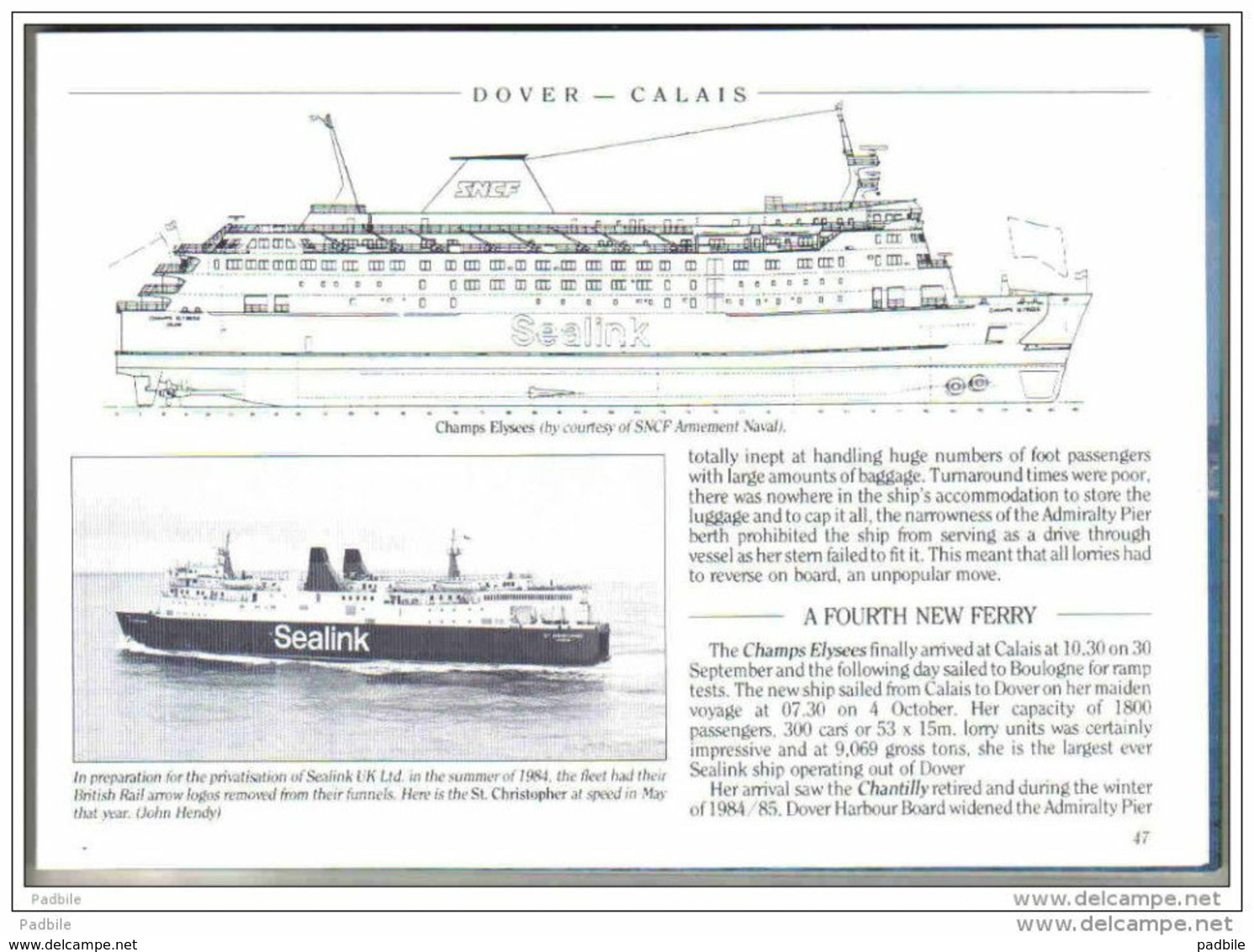 Livre Sealink Seafrance  Dover - Calais Armement Ferries Armement Sealink SNCF  Par John Hendy - Transports