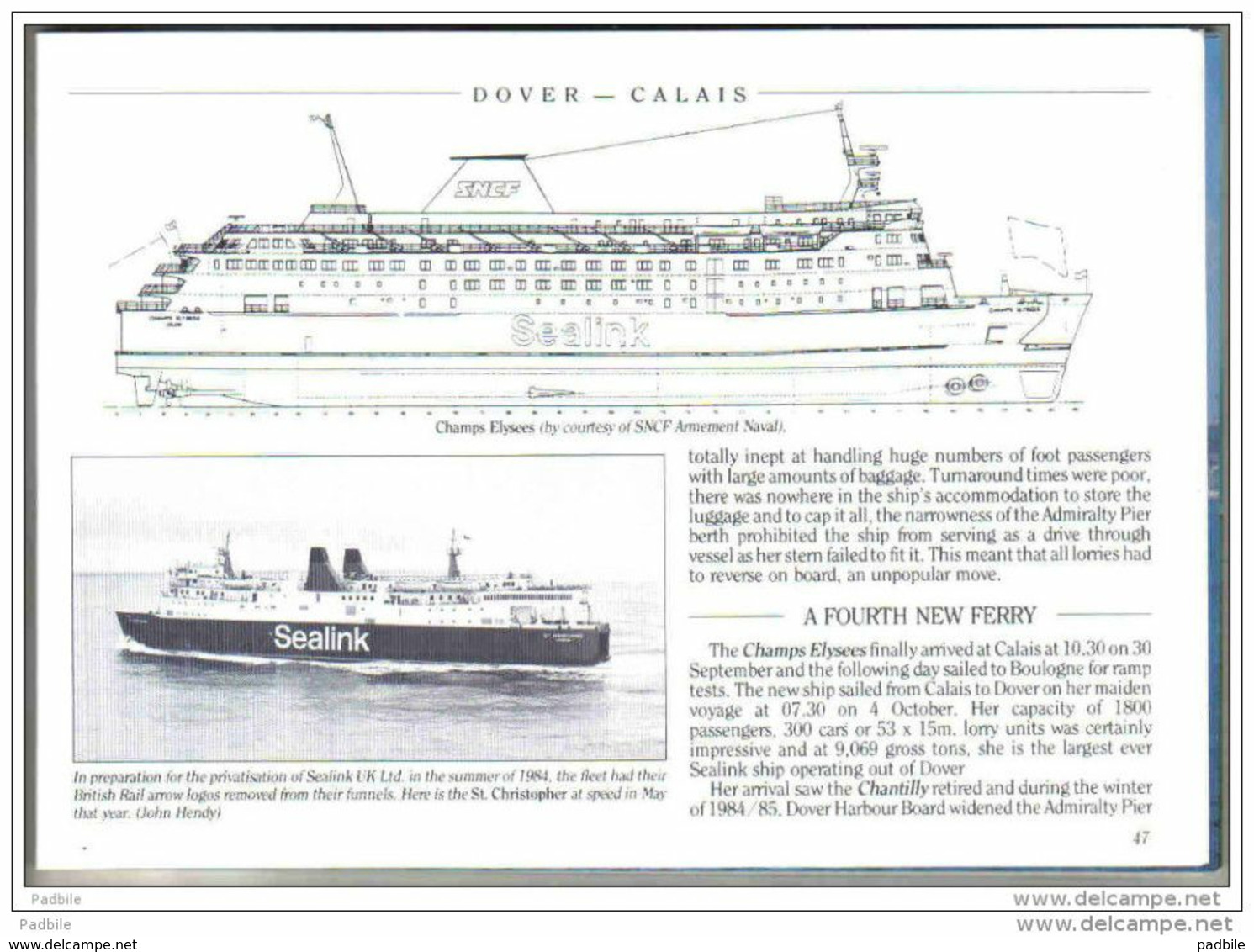 Livre Sealink Seafrance  Dover - Calais Armement Ferries Armement Sealink SNCF  Par John Hendy - Transportes