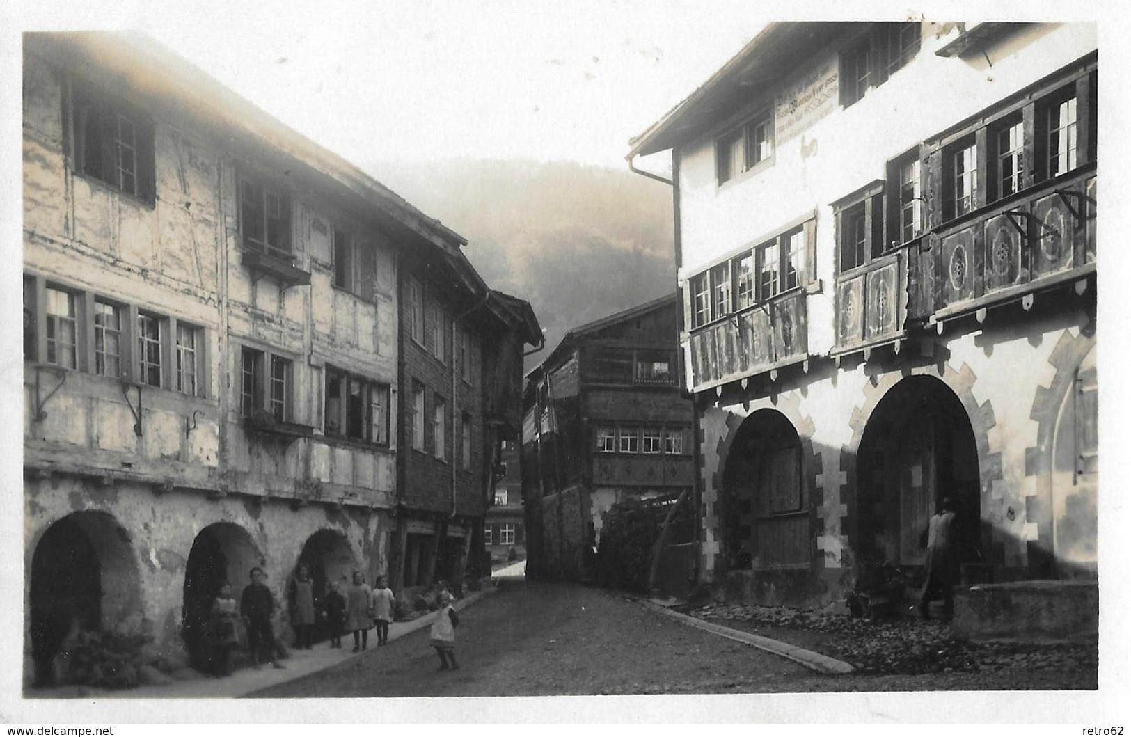 WERDENBERG --- Dorfidylle Mit Kinder Und  Alten St.Galler Häuser, Ca.1930    ►Foto Jul.Buchmann Grabs◄ - Grabs