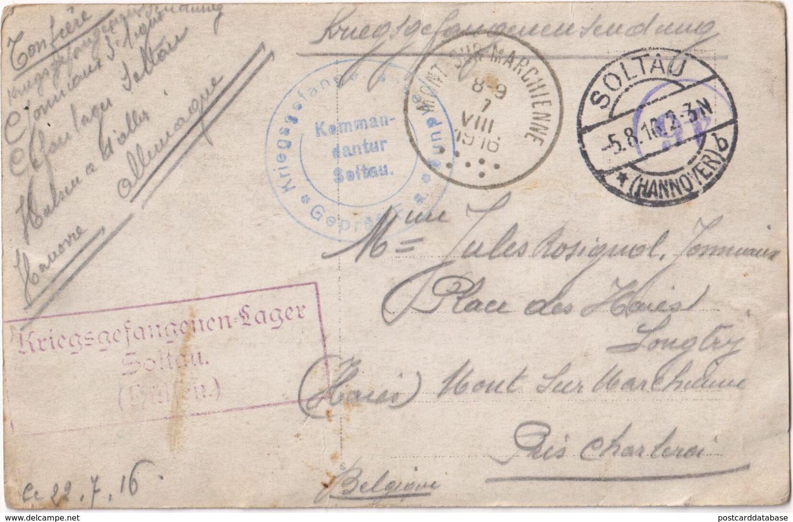 Kriegsgefangenensendung - Soltau 1916 - Soltau