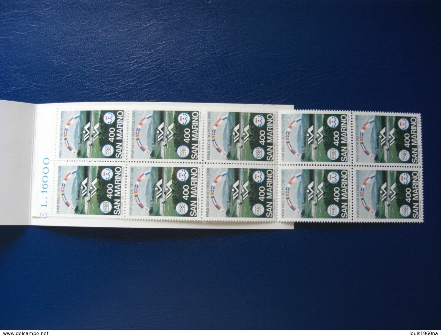 SAN MARINO 1985 PRIMI GIOCHI DEI PICCOLI STATI LIBRETTO 10 VAL. DA L. 400 MNH** - Cuadernillos