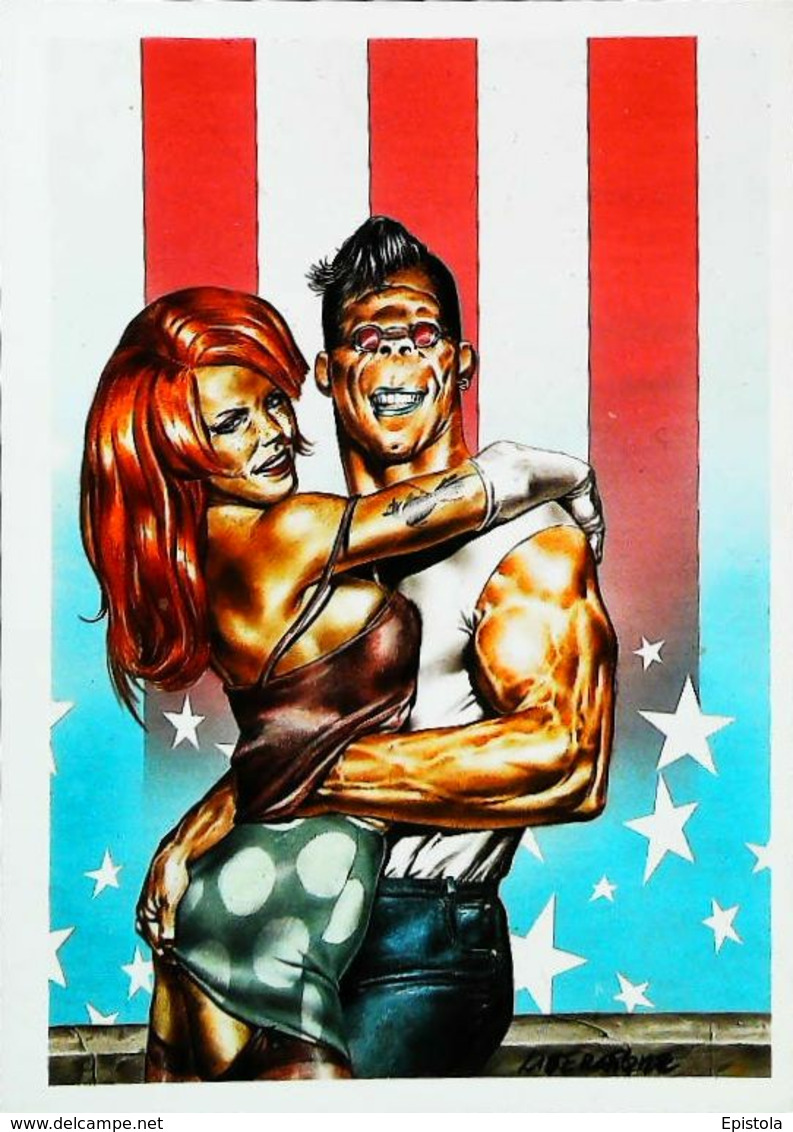 Carte Postale RANXEROX - Illustration Liberatore Tamburini  American Flag 1985  Tatouage Tattoo  15/2 - Ranxerox