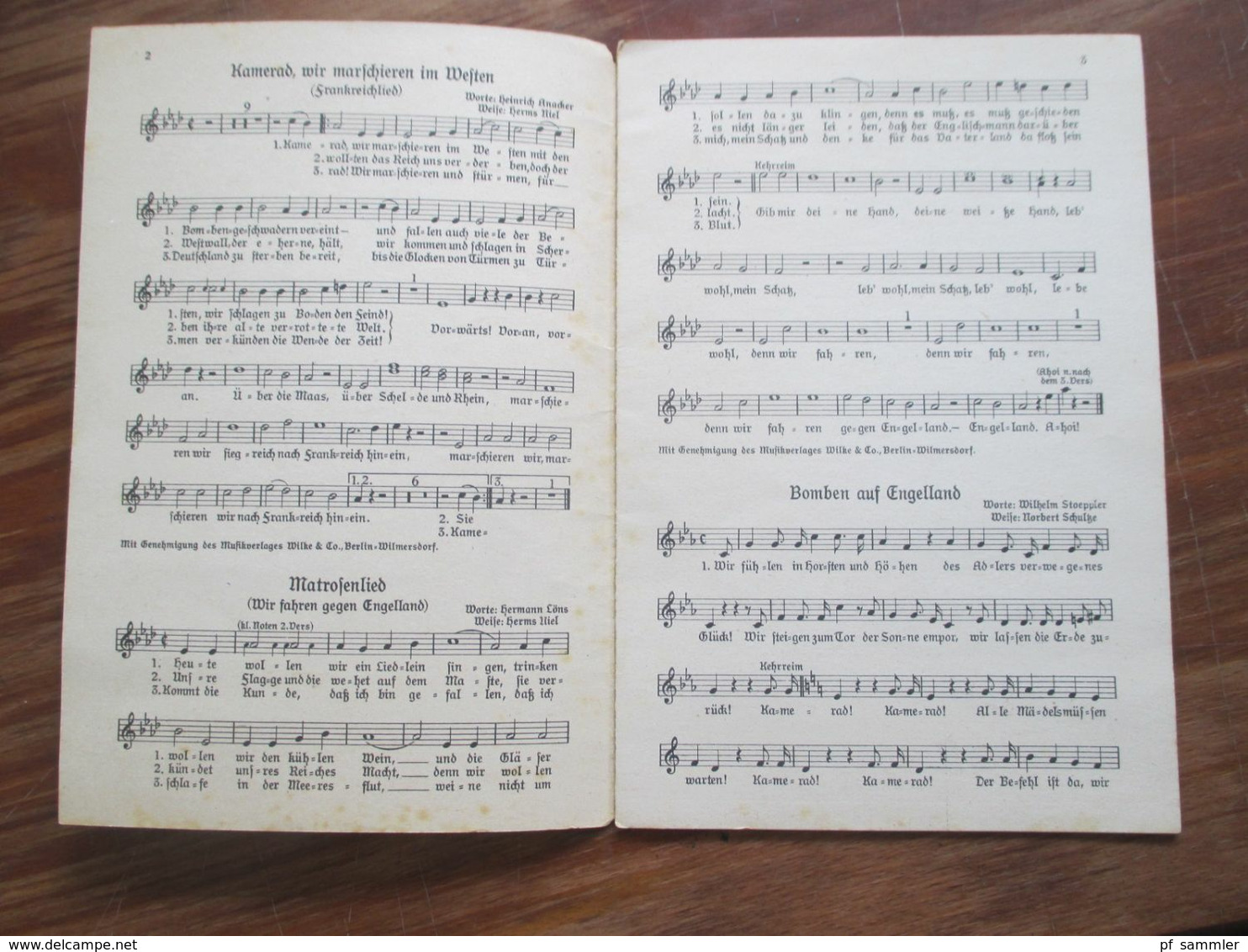 2.Weltkrieg Liedtexte / Noten Wir Singen Z.B. Das Lied Der Deutschen, Horst-Wessel-Lied, Matrosenlied Usw.. - Scores & Partitions