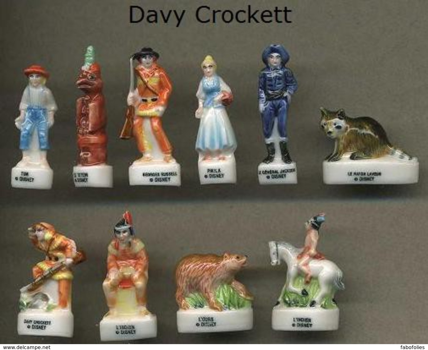 Serie Complete De 10 Feves Davy Crockett - Disney