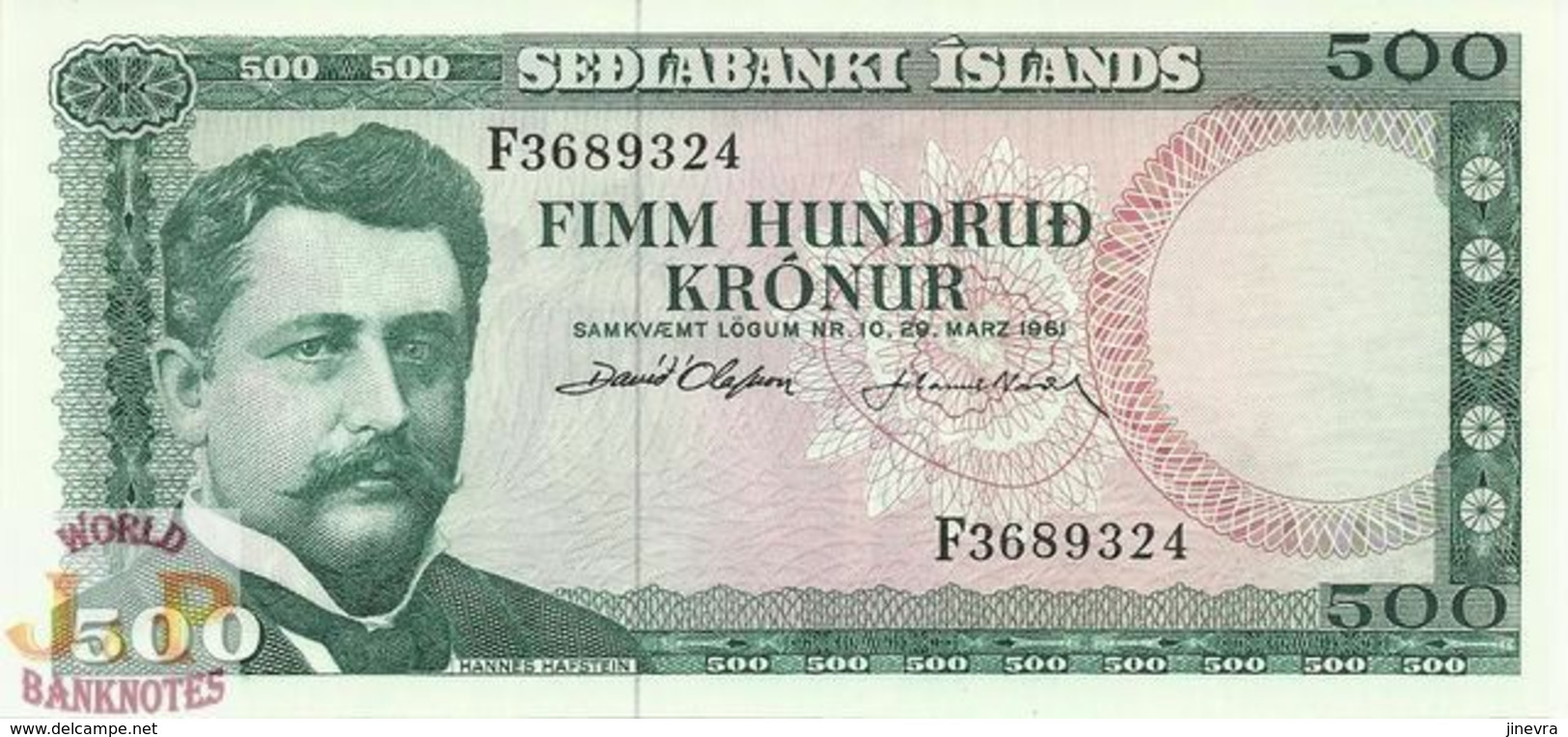 ICELAND 500 KRONUR 1961 PICK 45a UNC - Iceland