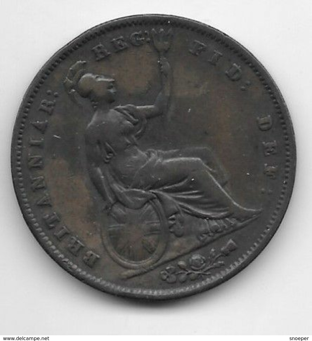 *great Britain 1 Penny 1853 Plain Trident  Km 739    Fr+ Catalog Val 40 $ - D. 1 Penny