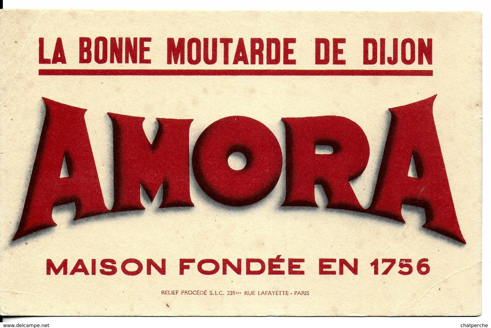 BUVARD BLOTTING PAPER MOUTARDE AMORA LA MOUTARDE DE DIJON FONDÉE EN 1756 - Mosterd