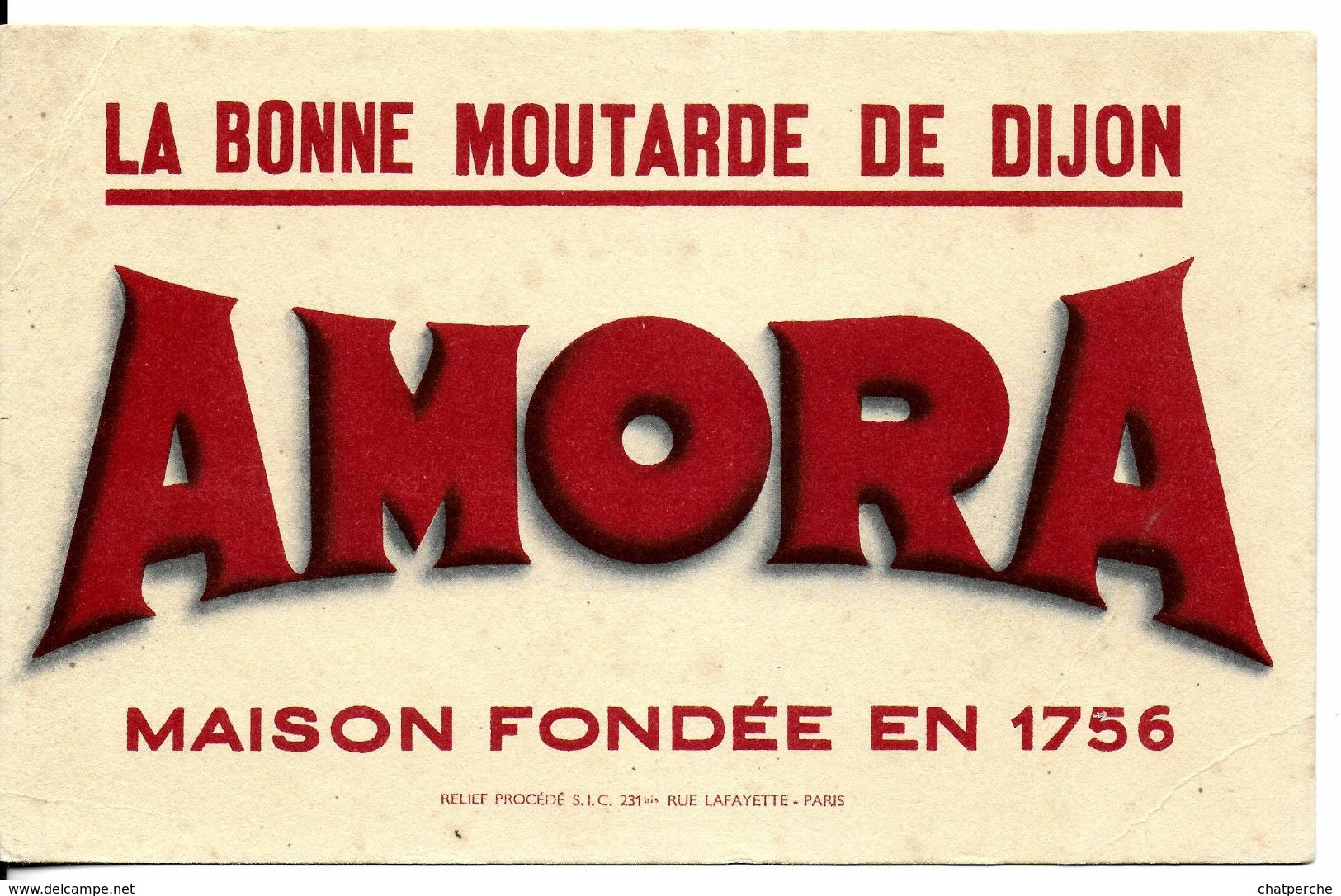 BUVARD BLOTTING PAPER MOUTARDE AMORA LA MOUTARDE DE DIJON FONDÉE EN 1756 - Moutardes