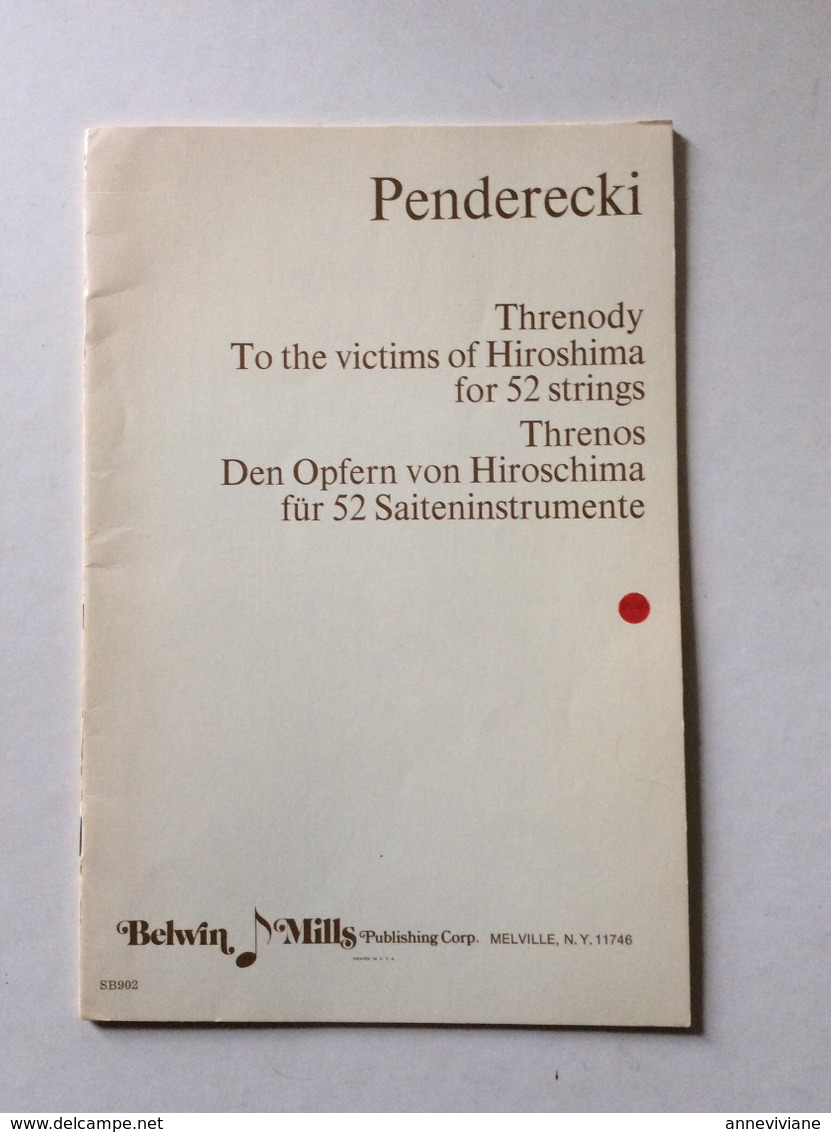 Penderecki. Partition. Threnody To The Victims Of Hiroshima For 52 Strings - P-R