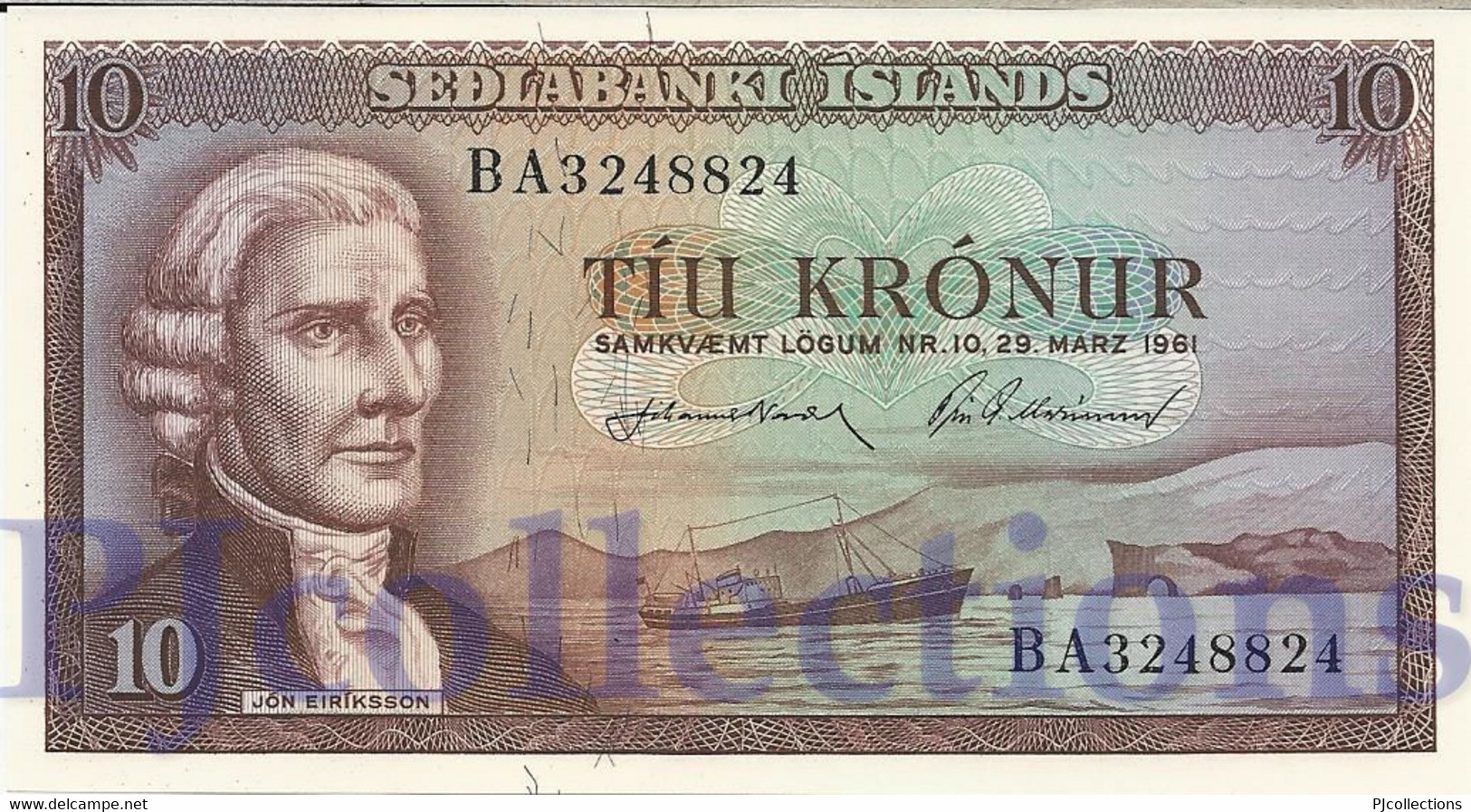 ICELAND 10 KRONUR 1961 PICK 42 UNC - Islanda