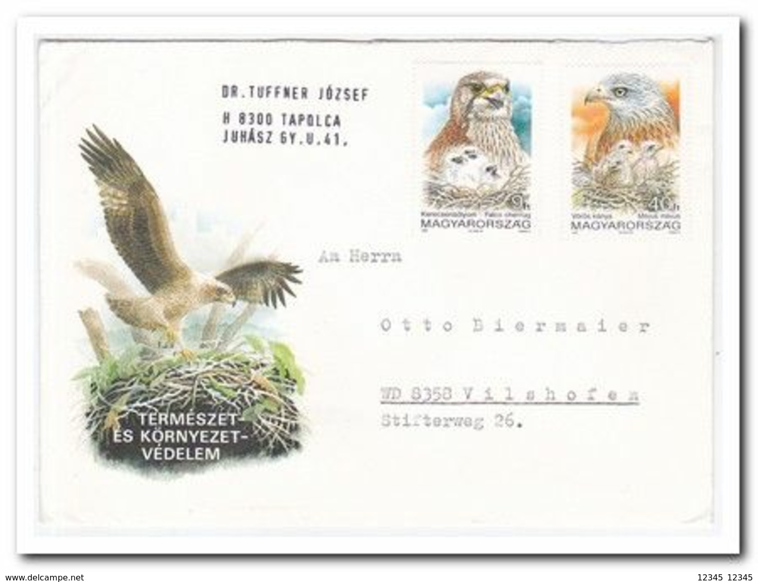 1992, 2 Letters From Tapolca To Vilshofen Germany, Birds - Storia Postale