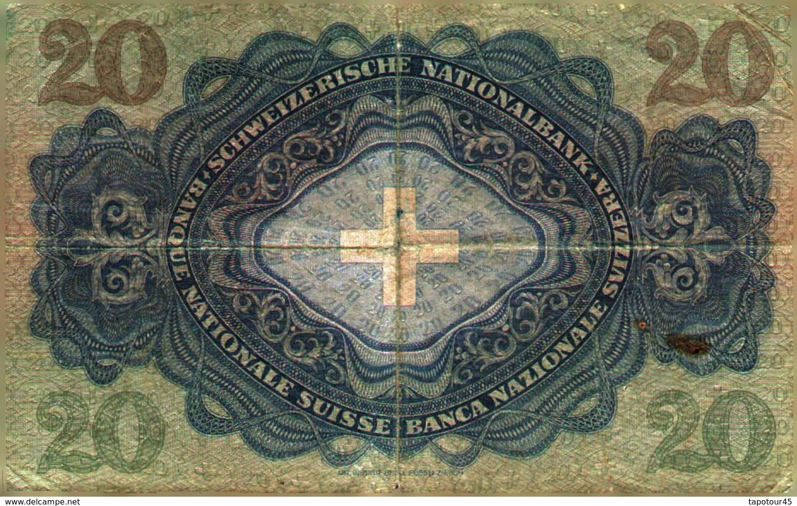 Tapp 1) Billet  > Suisse >  15/08/1940 Série 14 B  / 20 Francs (légère Coupure à La Pliure Du Centre ) - Switzerland