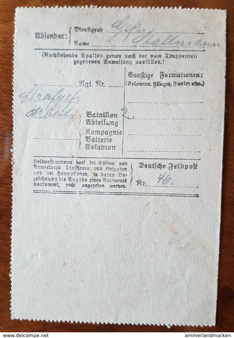 Feldpostkartenbrief Strafgefangenen-Arbeiter Batl. Nr. 2, 23,VI.18 - Briefe U. Dokumente