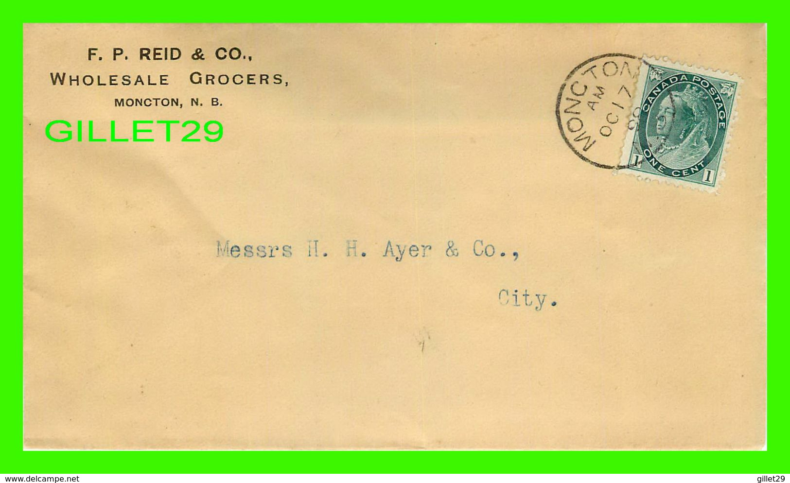 CANADA - ENTIERS POSTAUX, 1898 - FROM F. P. REID & CO, WHOLESALE GROCERS, MONCTON, NB - CENT STAMP, VICTORIA - - Briefe U. Dokumente