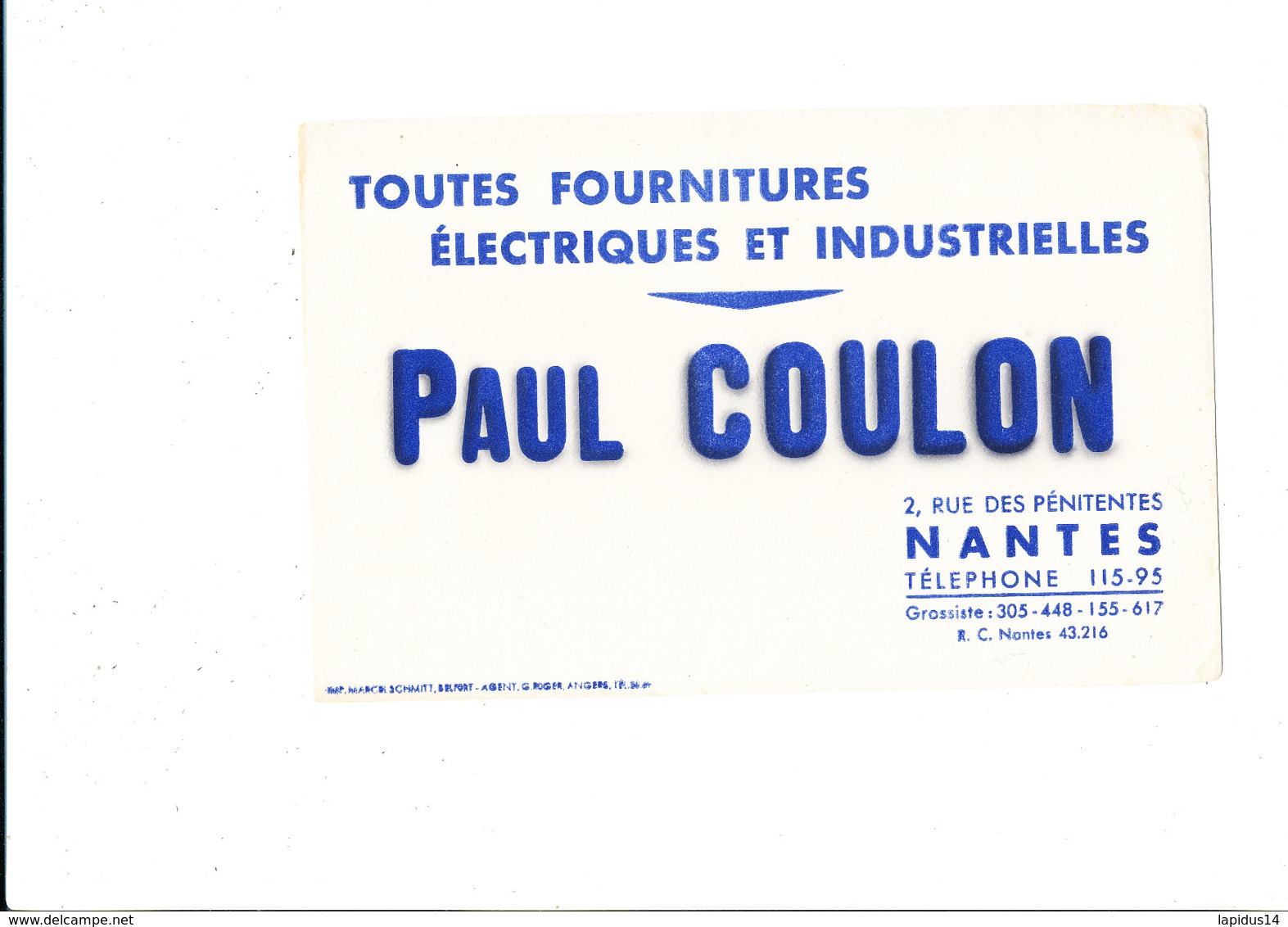 BU 1875 /   BUVARD     -  FOURNITURES ELECTRIQUES PAUL COULON NANTES - Electricité & Gaz