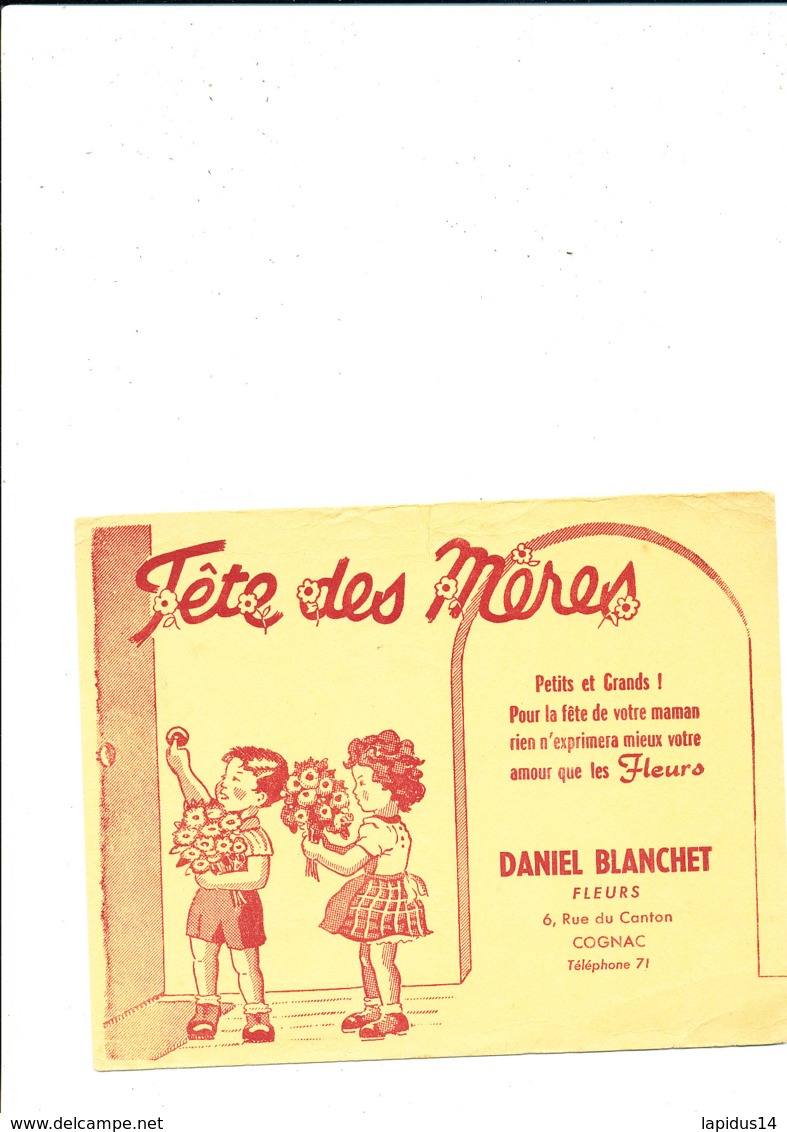 BU 1895 /   BUVARD     - FETES DES MERES  DANIEL BLANCHETT FLEURS  COGNAC - Bambini