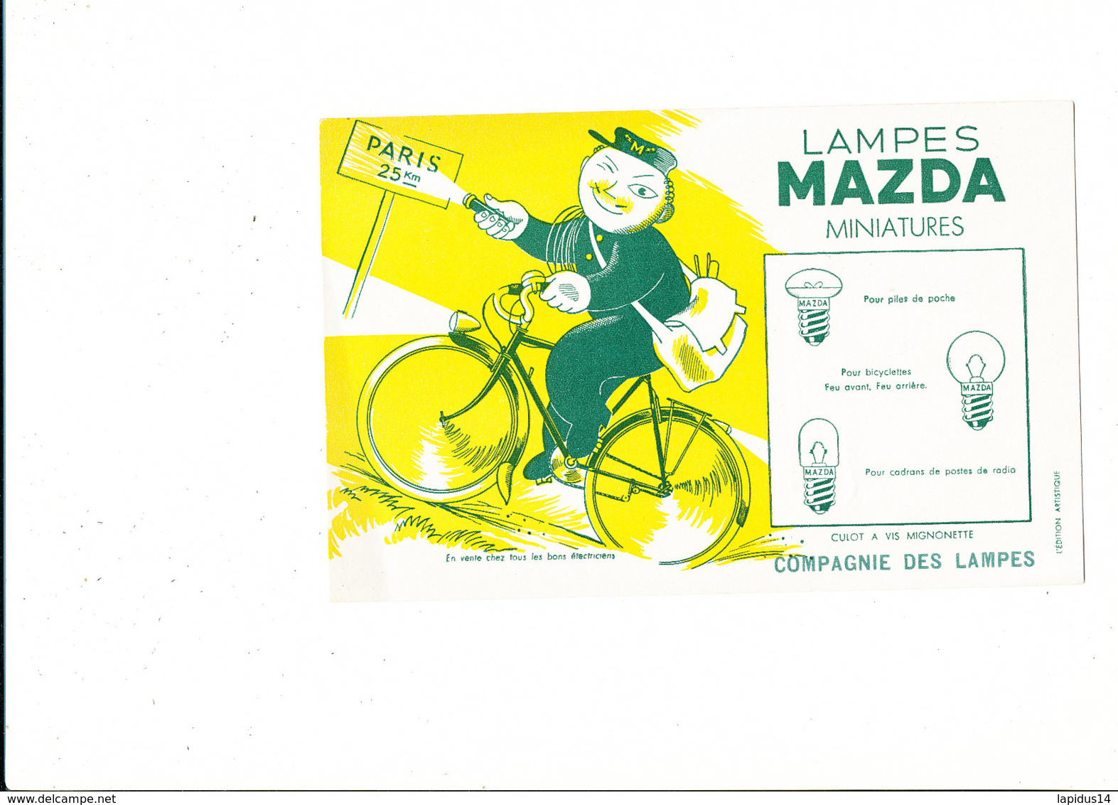 BU 1899 /   BUVARD     -  LAMPES MAZDA   MINIATURES - Electricity & Gas