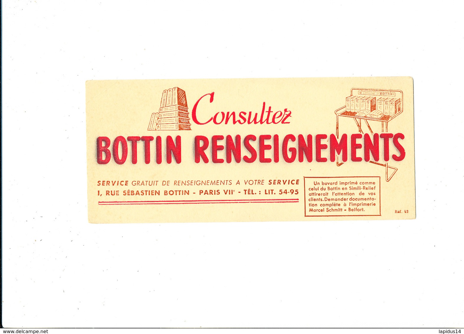 BU 1912 /   BUVARD     -  BOTTIN RENSEIGNEMENTS   PARIS - Papeterie
