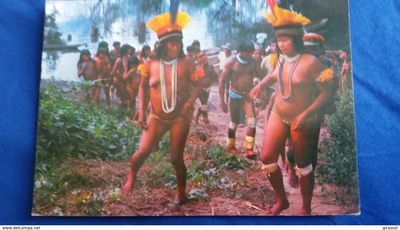 CPSM BRESIL BRASIL NATIVO INDIENS INDIOS ARRIVEE POUR CELEBRATION DANSE YAMORICUMA RITUEL FEMMES NUES NUE NU FOTO JESCO - Amérique