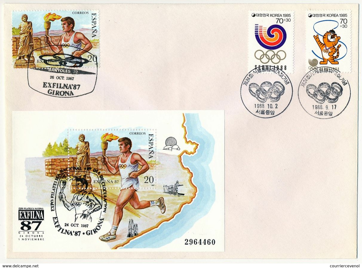 3 Enveloppes : ESPAGNE Exphilna 87 + COREE Divers Séoul + USA Atlanta 1996 - Etat TTB/SUP - Summer 1988: Seoul