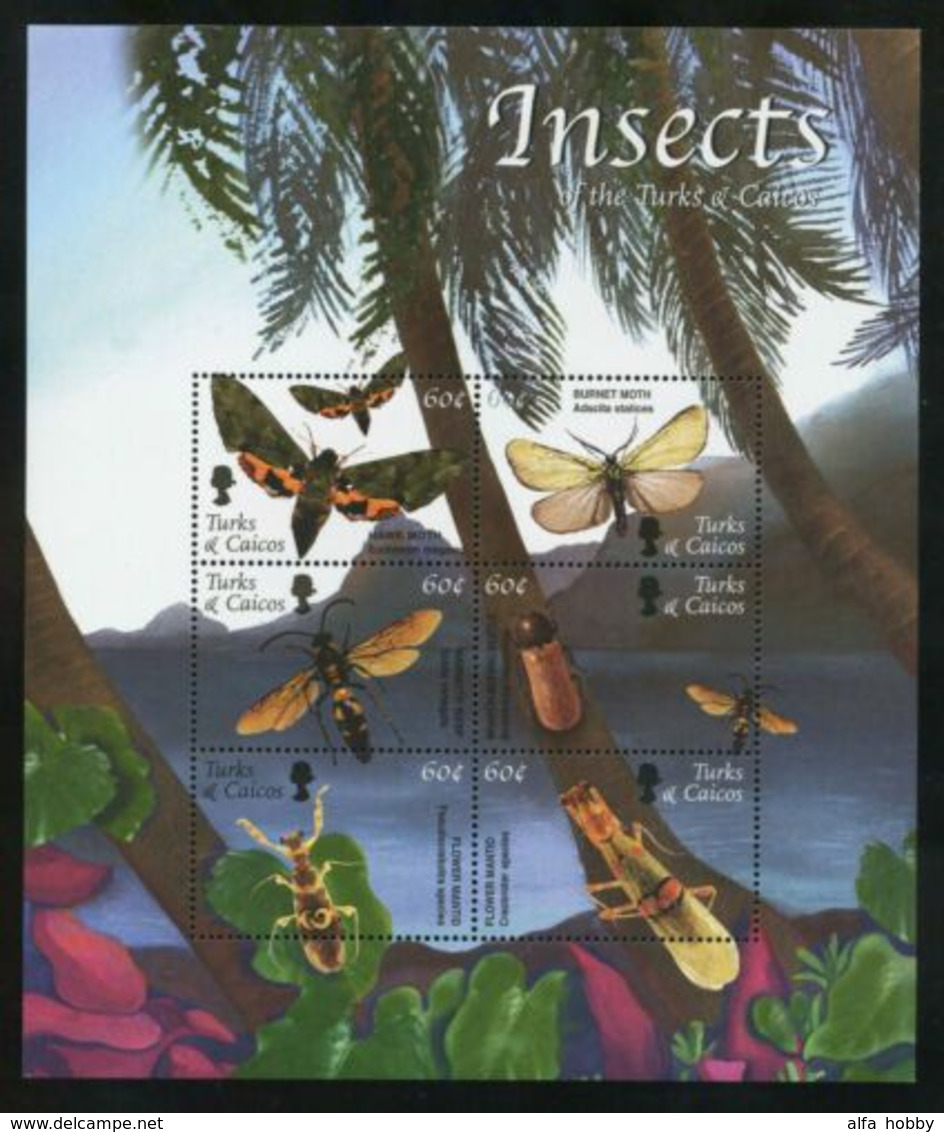 Turks And Caicos, 2002, Insects, Butterflies Sheetlet - Vlinders