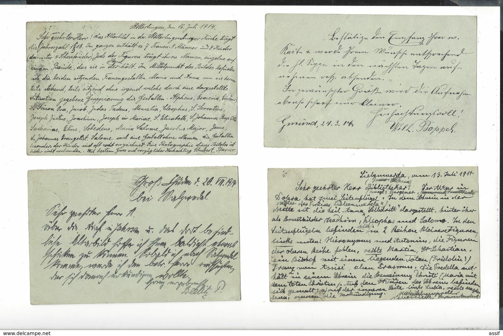 4 Correspondants Allemands De Lucien Herr ( 1914 ) Gmund Salzwedel  Liebenwerda Ostenwieck  Semeuse Cachet Allemand - Cartas & Documentos