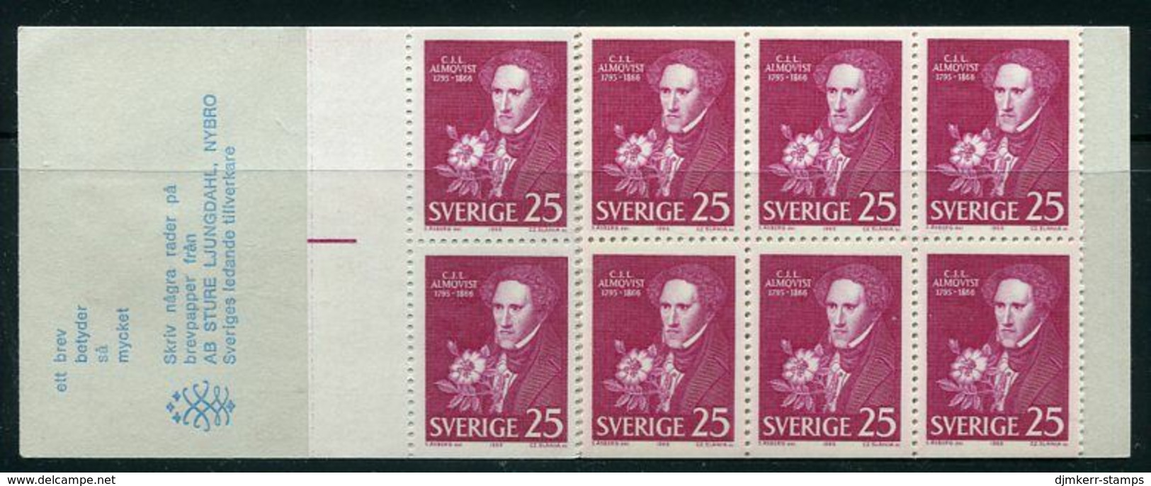 SWEDEN 1966 Almqvist Centenary Booklet MNH / **.  Michel 558-59 MH - 1951-80