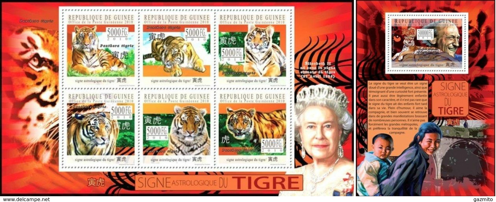 Guinea 2010, Year Of The Tiger, 6val In BF+BF - Astrology