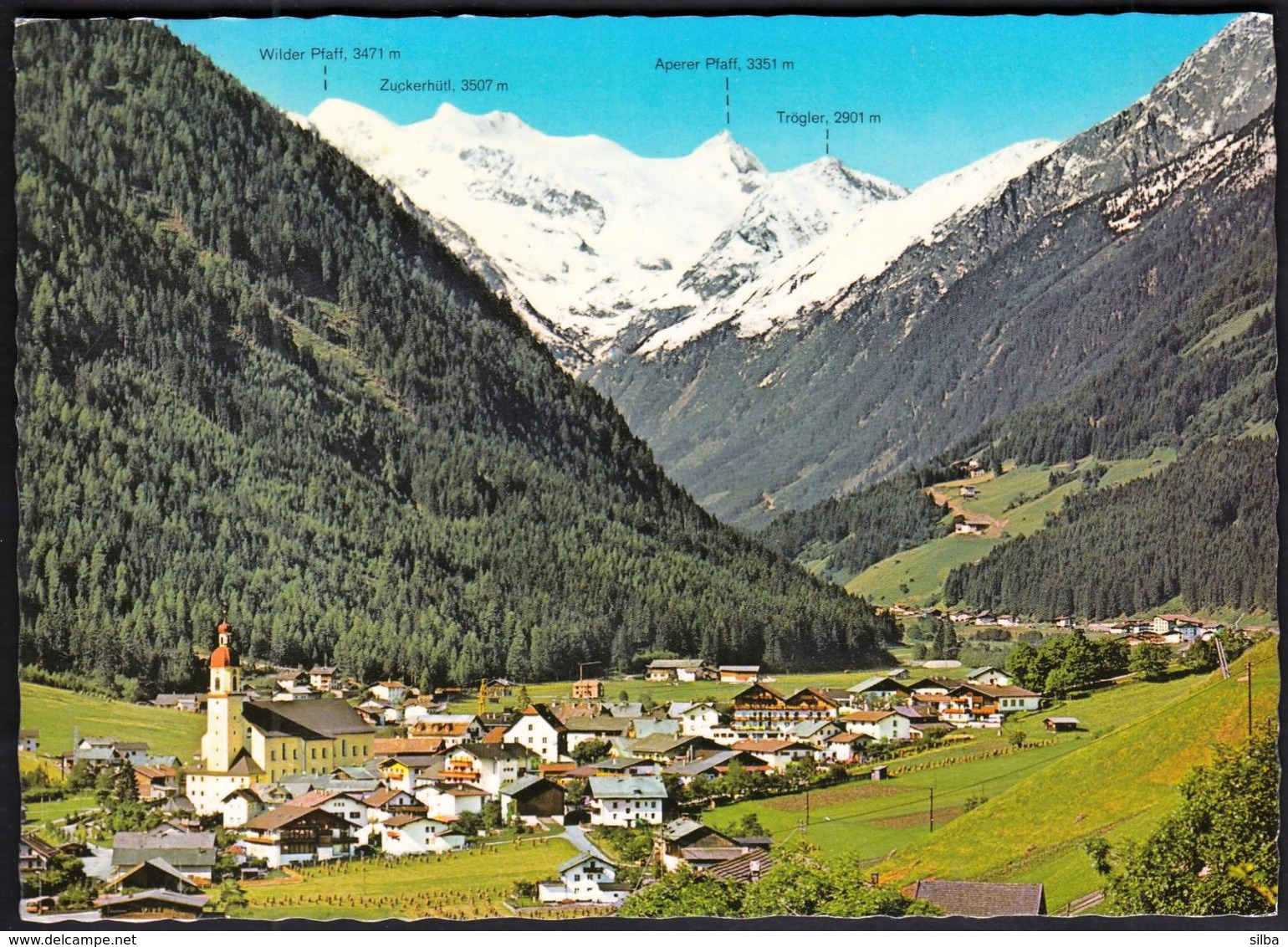 Austria Neustift Stubai 1980 / Panorama, Mountains, Church - Neustift Im Stubaital