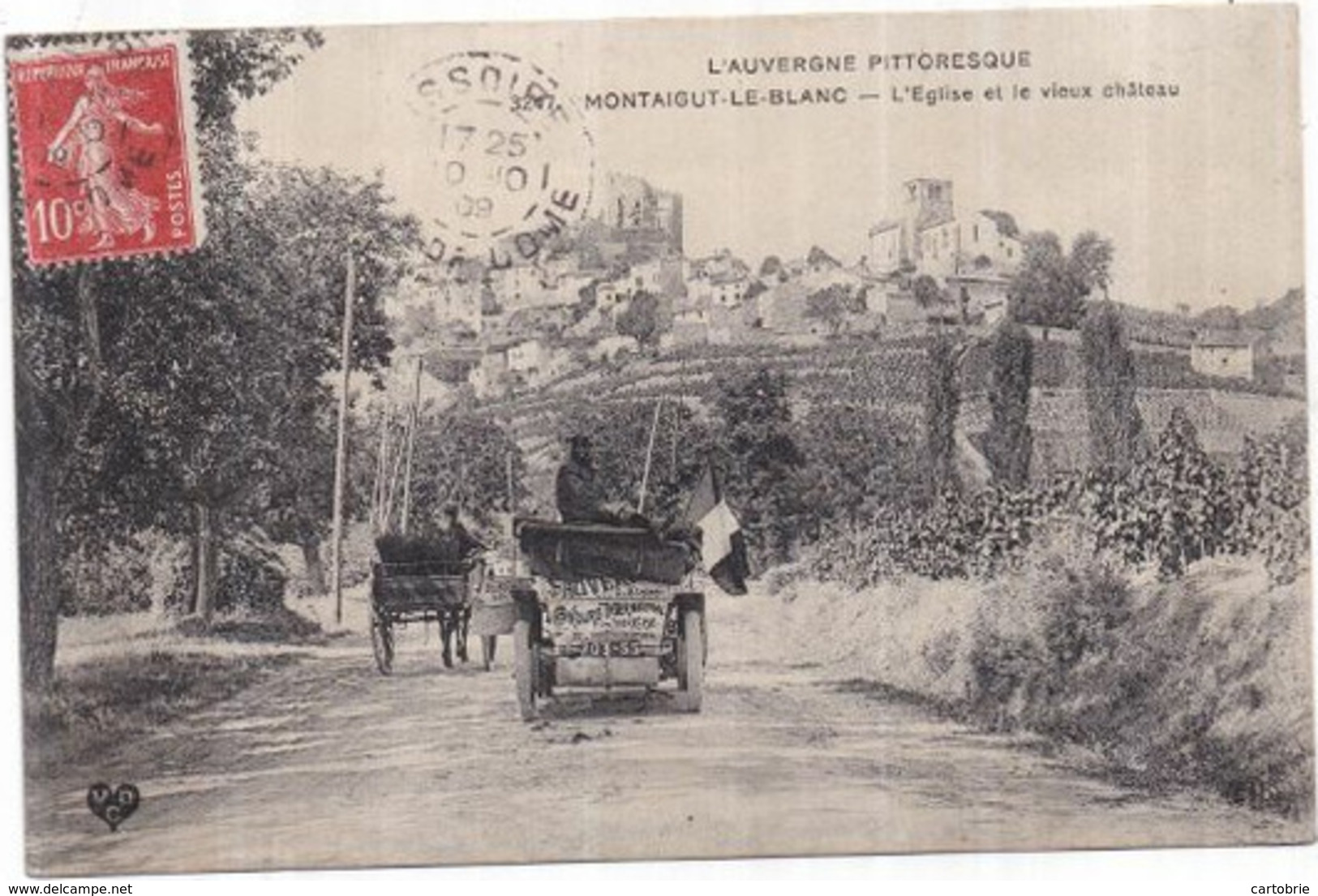 Dépt 63 - L'Auvergne Pittoresque - MONTAIGUT-LE-BLANC - L'Église Et Le Vieux Château - Voiture Automobile Concours - Montaigut