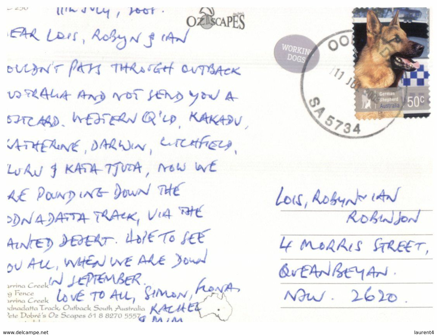 (K 28) Australia (with Dog Stamp) SA  - Outback - Oodnadatta Track - Otros & Sin Clasificación