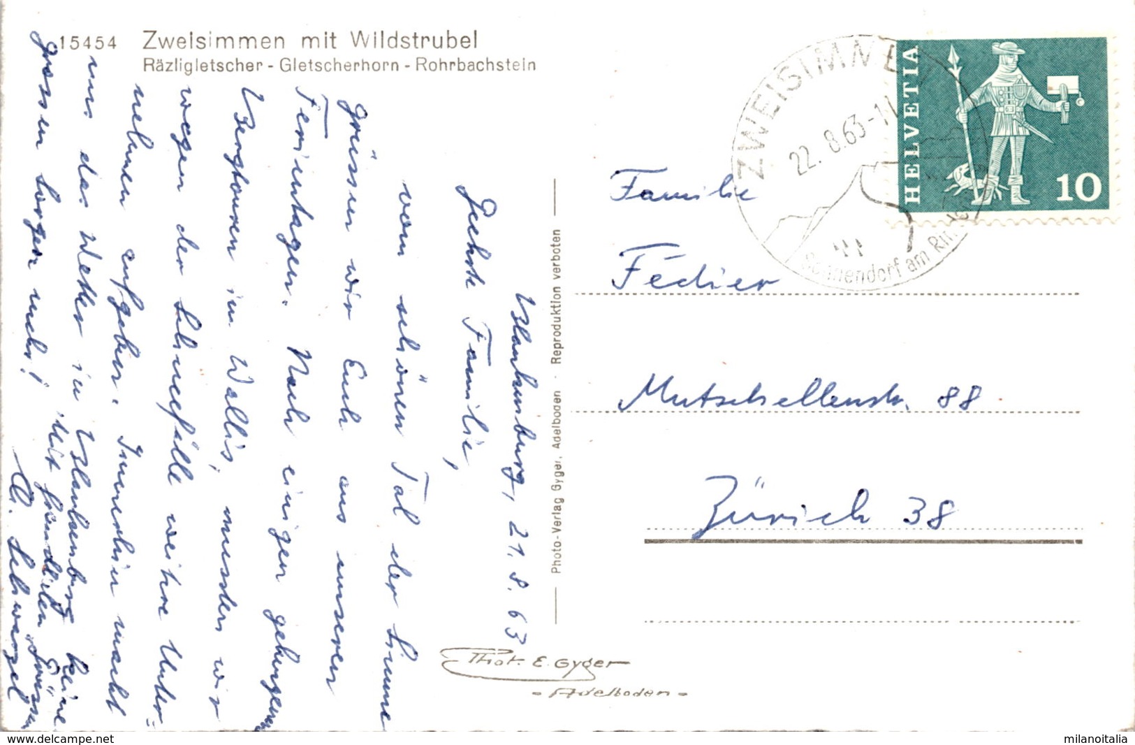 Zweisimmen Mit Wildstrubel (15454) * 22. 8. 1963 - Trub