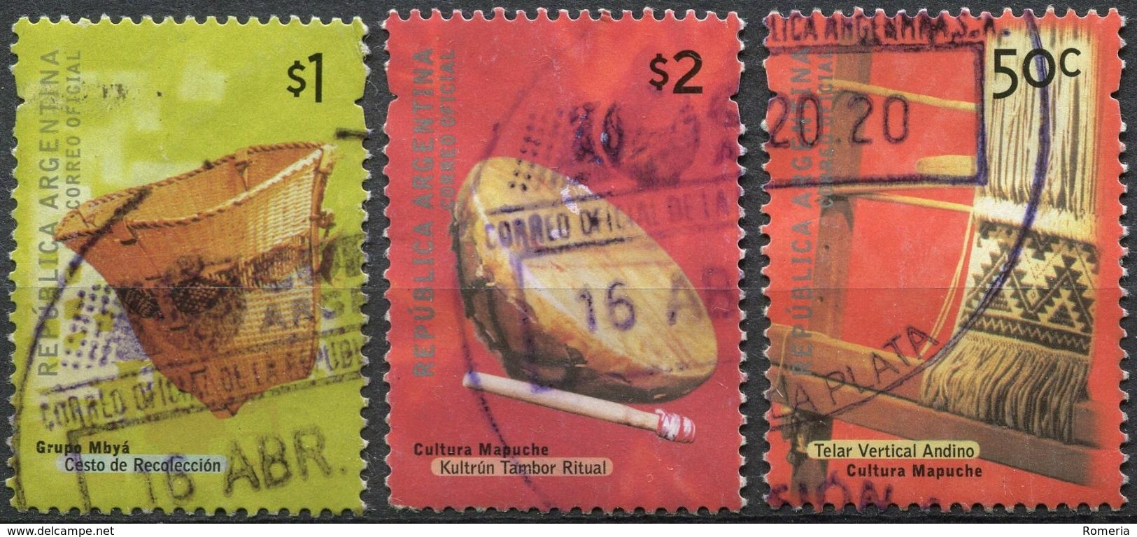 Argentine - 2000 - Yt 2203/2204a/2209a - Série Courante - Oblitérés - Used Stamps