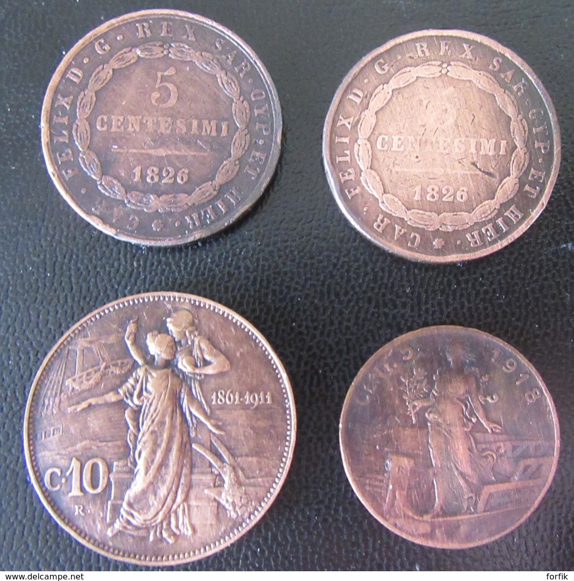 Italie + Royaume De Sardaigne - 4 Monnaies : 5 Centesimi 1826 L Et P, 10 Centesimi 1911, 5 Centesimi 1918 - Collezioni