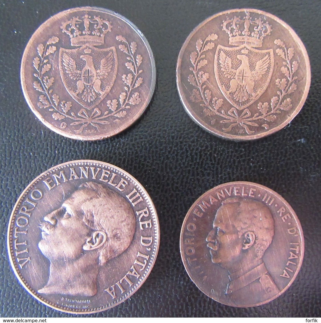 Italie + Royaume De Sardaigne - 4 Monnaies : 5 Centesimi 1826 L Et P, 10 Centesimi 1911, 5 Centesimi 1918 - Collections