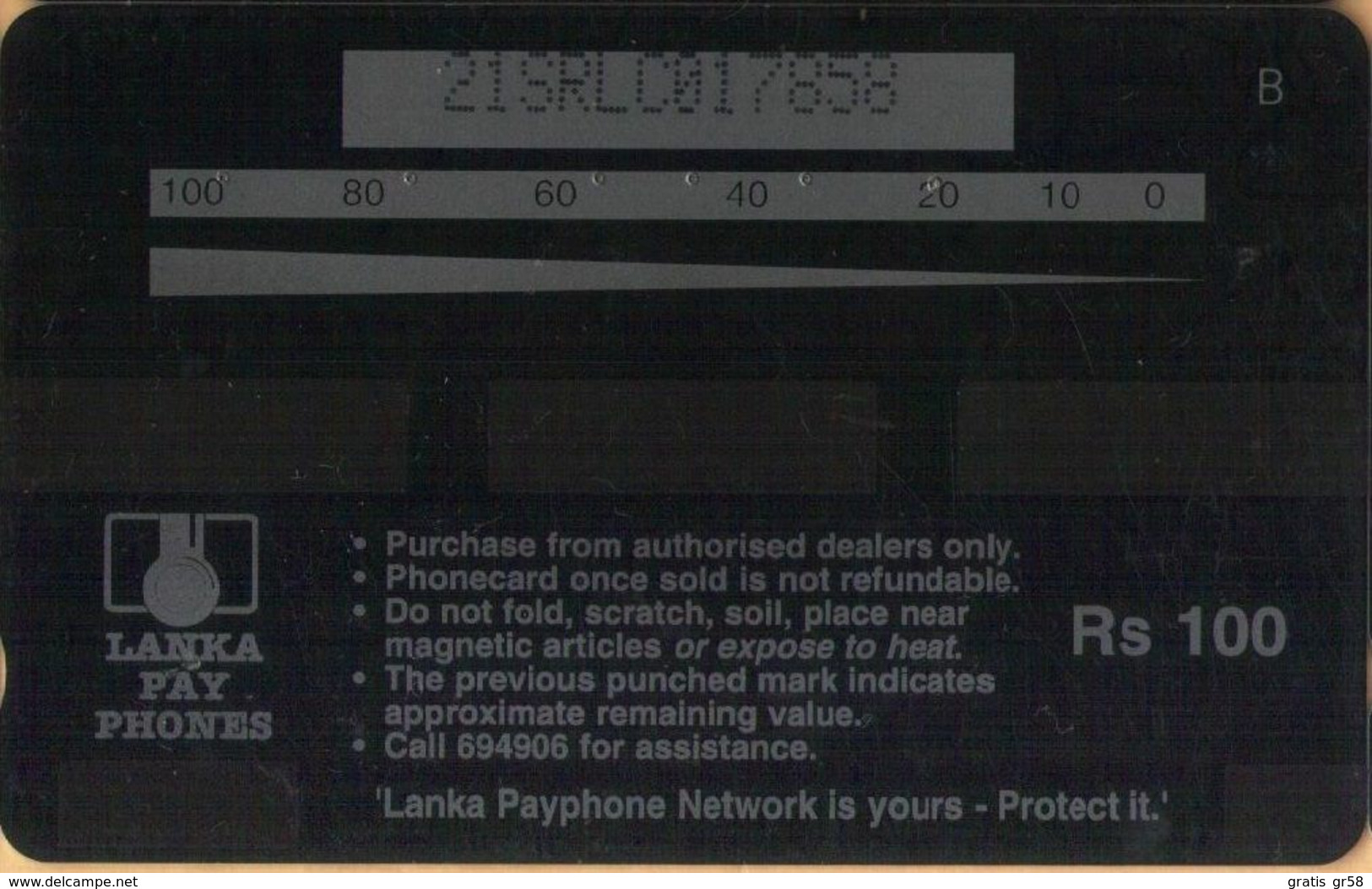 Sri Lanka (Ceylon) - SRL-21C (Ø), GPT, 21SRLC (Ø), Black-Headed Oriole, Birds, Rs.100, Used - Sri Lanka (Ceilán)