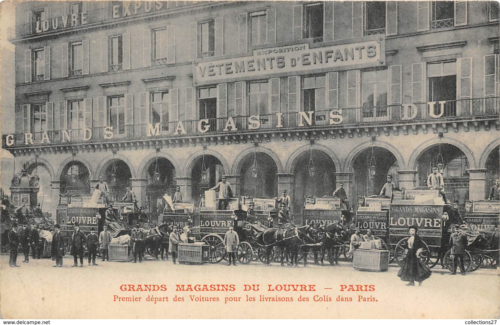 GRANDS MAGASINS DU LOUVRE- PARIS , PREMIER DEPART DES VOITURES POUR LES LIVRAISONS DES COLIS DANS PARIS - Winkels