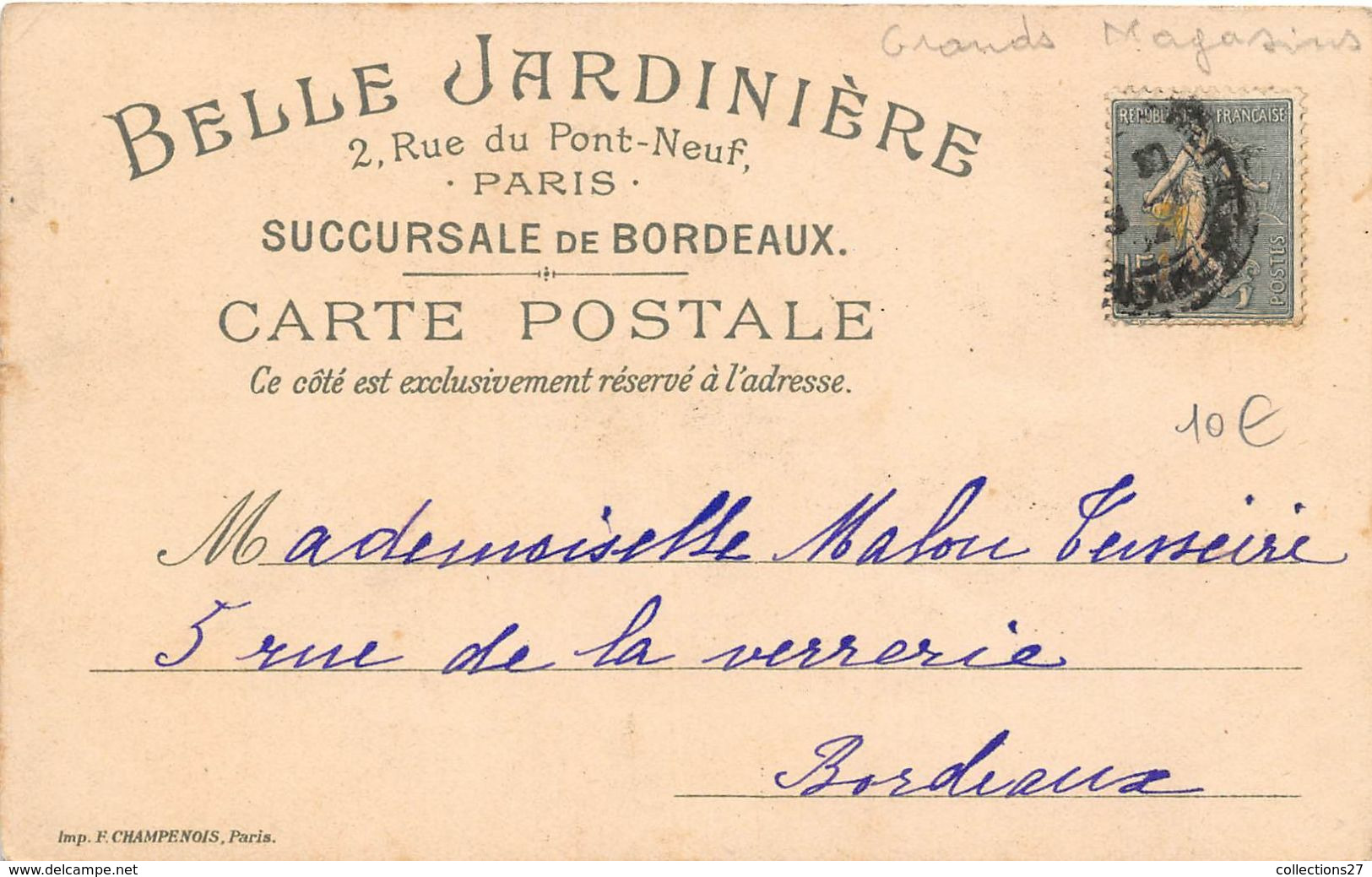 SOUVENIR DE LA BELLE JARDINIERE - SUCCERSALE DE BORDEAUX 4 COURS DE L'INTENDANCE - Negozi