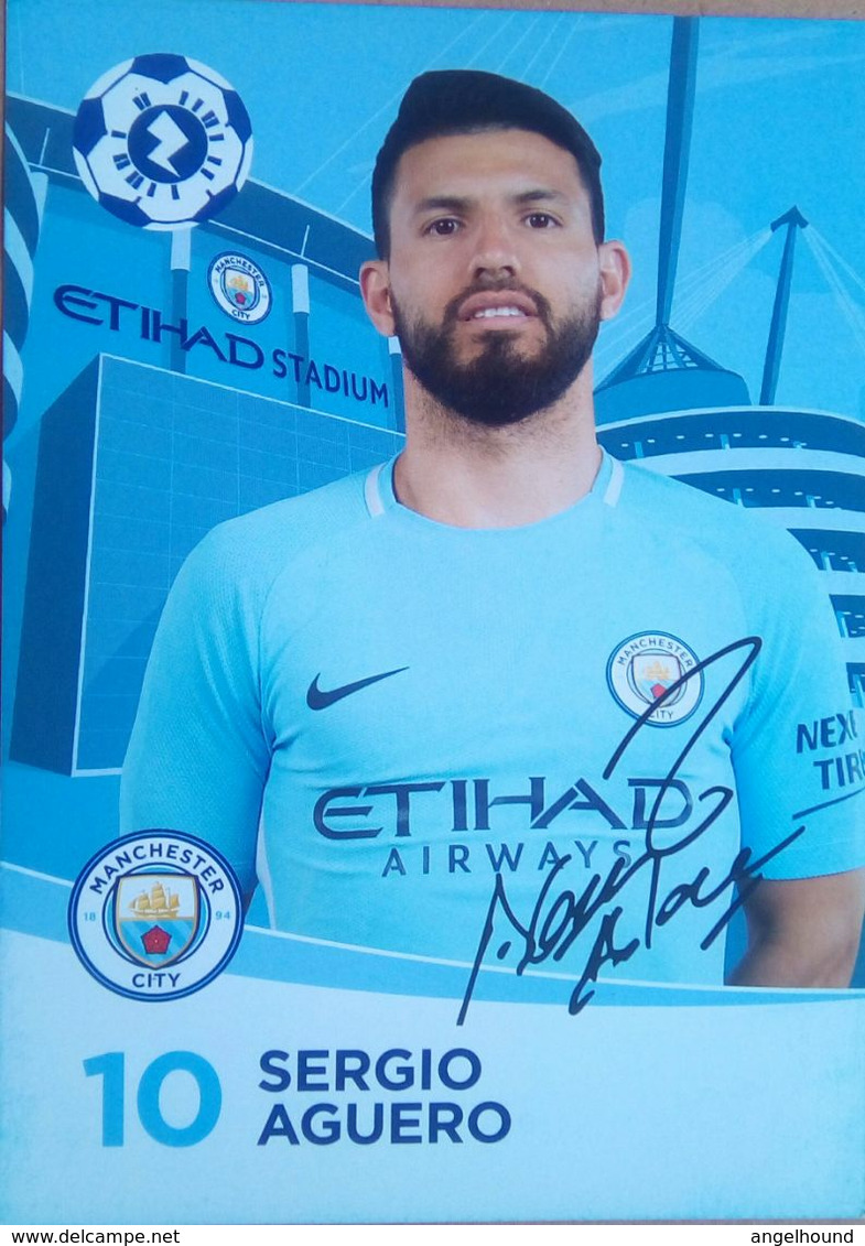 Manchester City Sergio Aguero Signed Card - Autógrafos