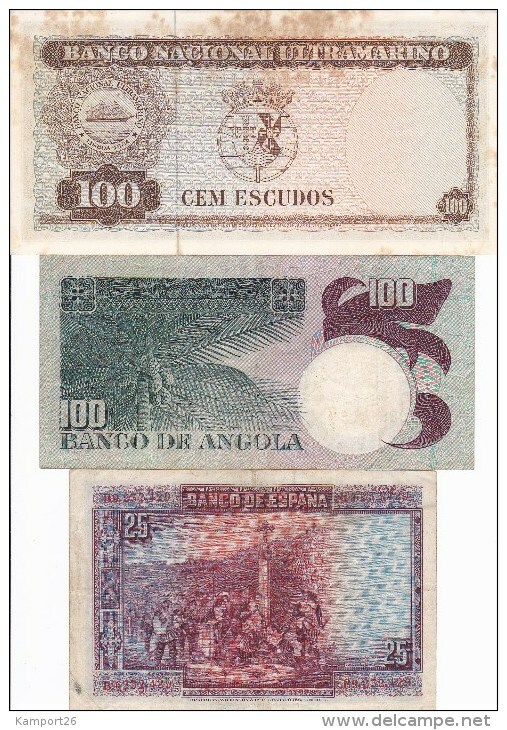 WORLD COLLECTION 25 100 ANGOLA TIMOR Ex-colony Portuguese SPAIN Pesetas ESCUDOS Lot - Andere & Zonder Classificatie