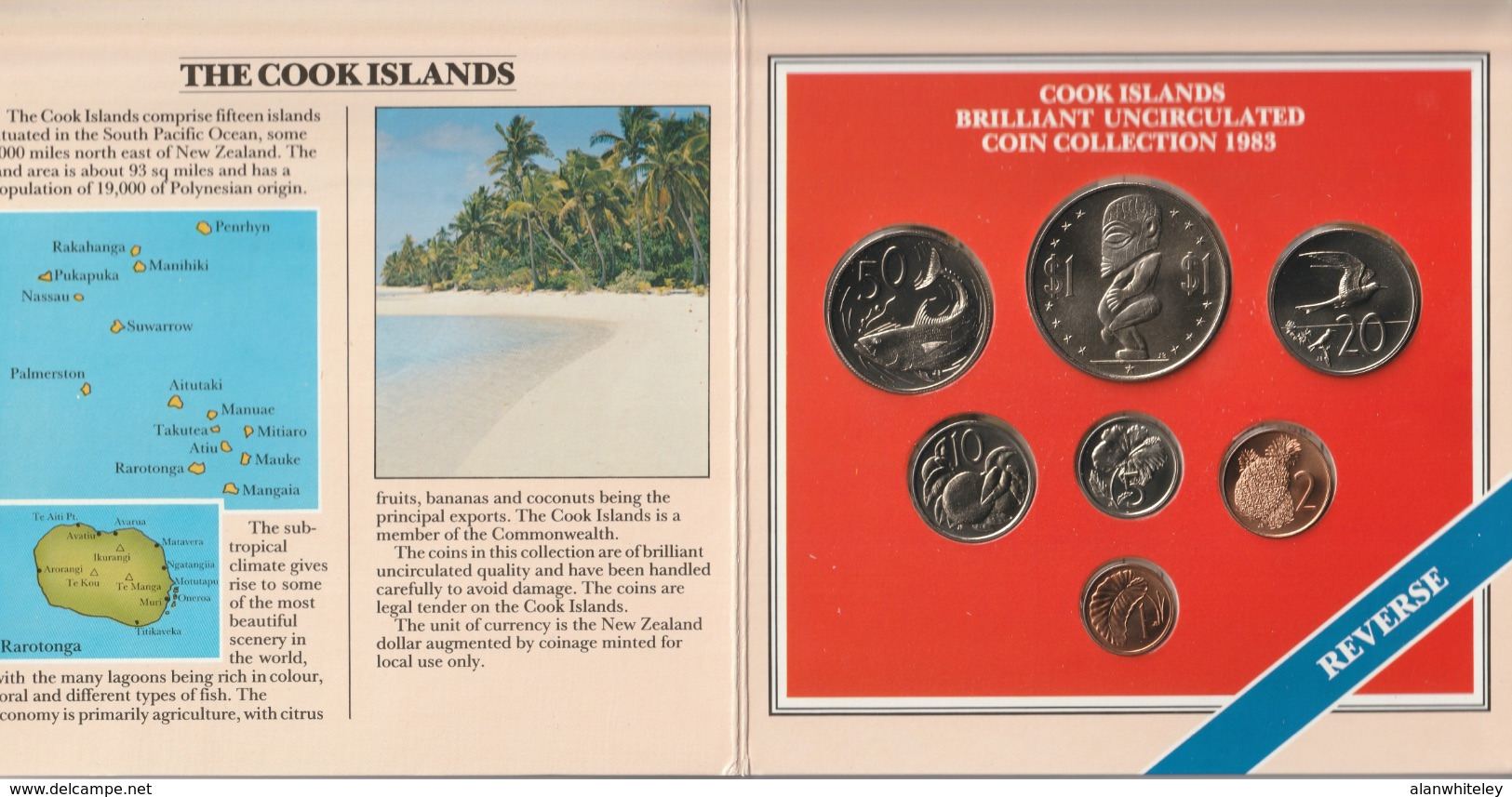 COOK ISLANDS 1983 Annual Coin Collection: Set Of 7 Coins (in Pack) BRILLIANT UNCIRCULATED - Islas Cook